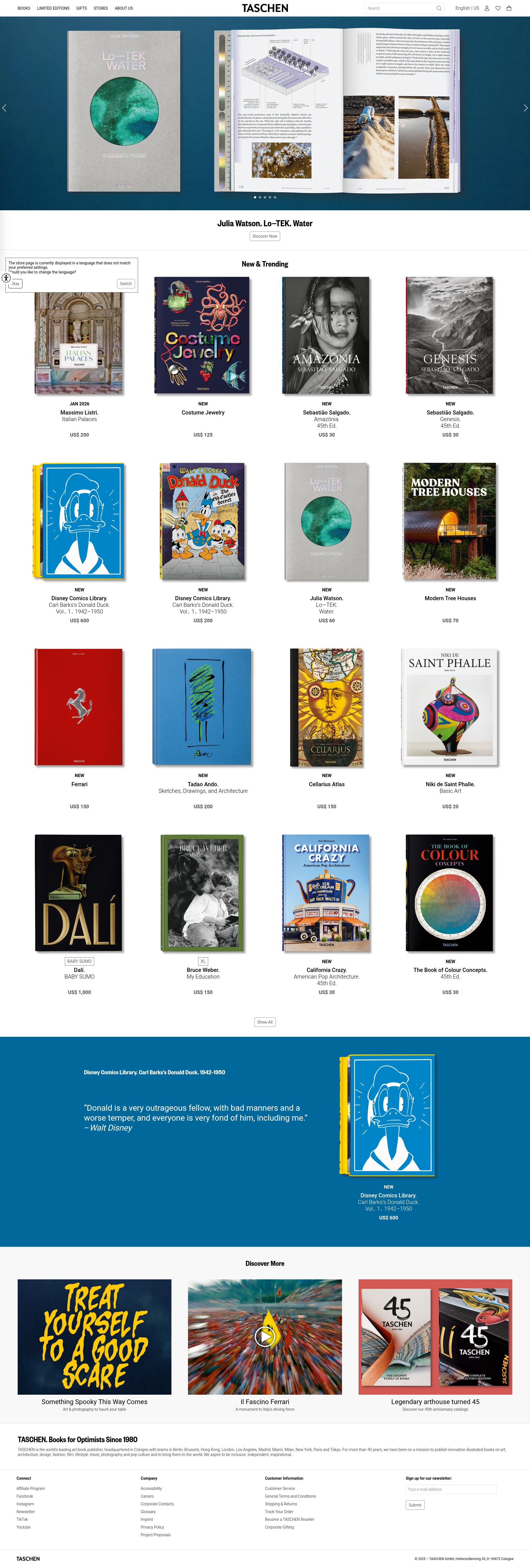 Screenshot of www.taschen.com