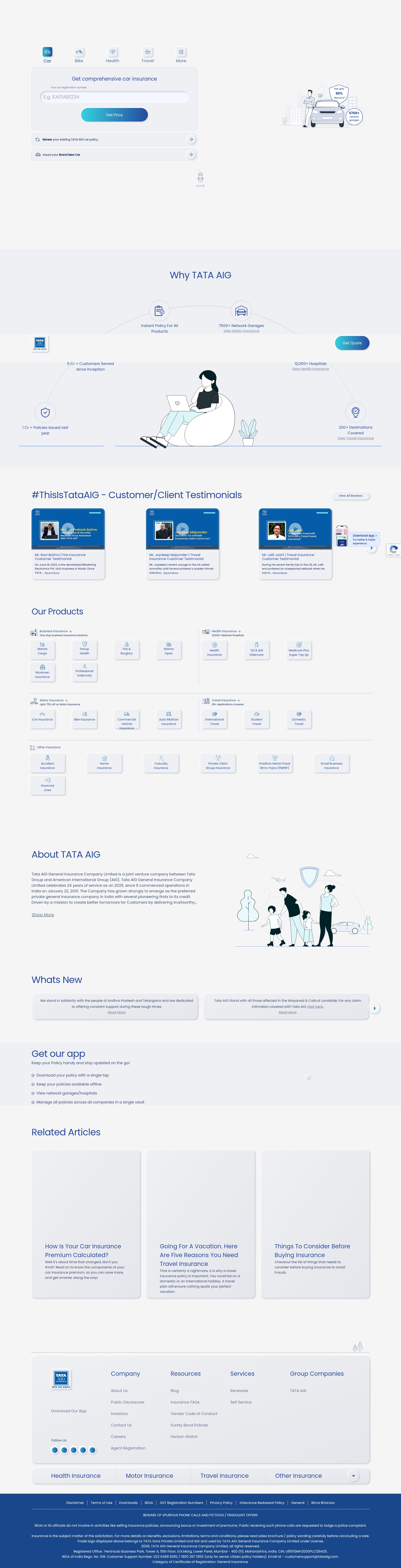Screenshot of www.tataaig.com