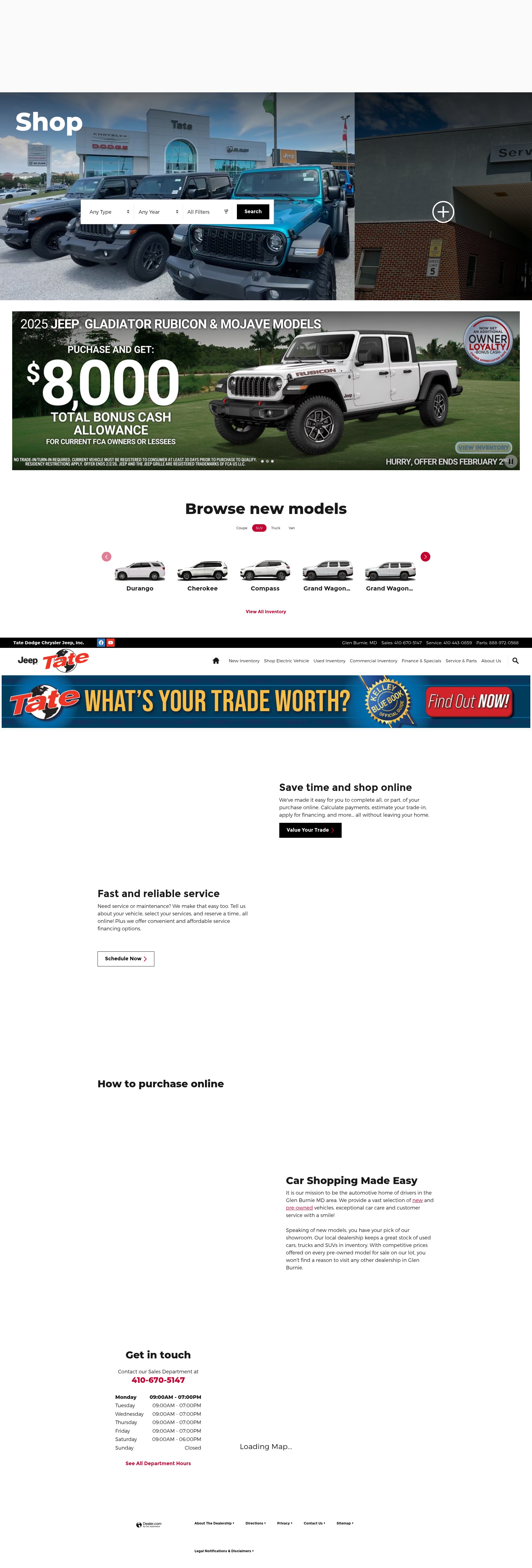 Screenshot of www.tatedodgechryslerjeep.net