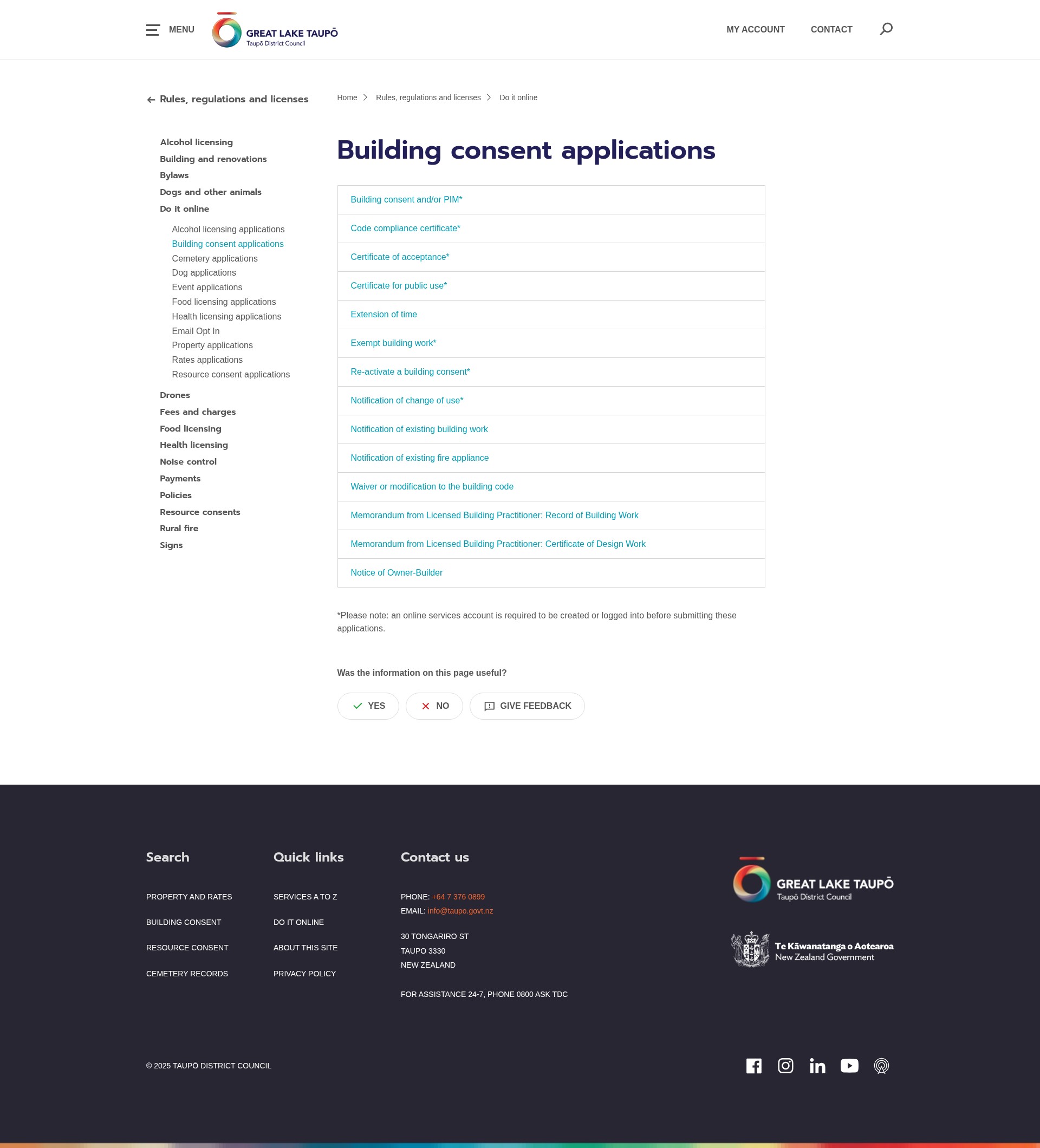 Screenshot of www.taupodc.govt.nz