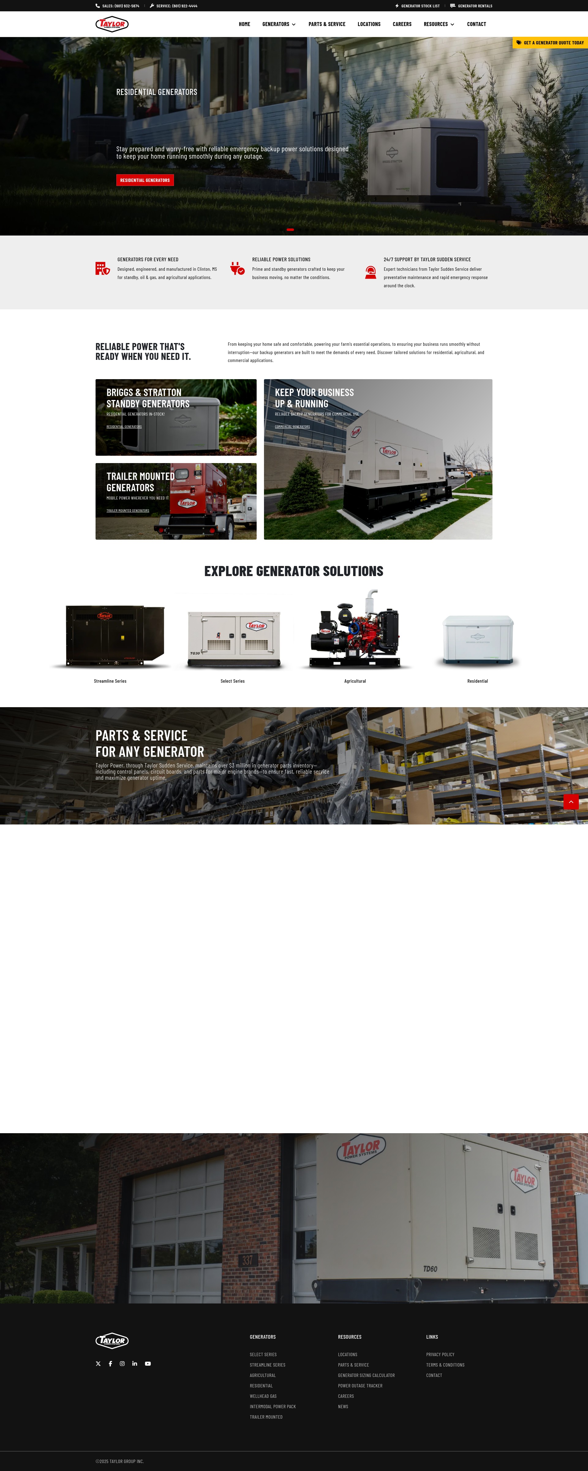 Screenshot of www.taylorpowergenerators.com