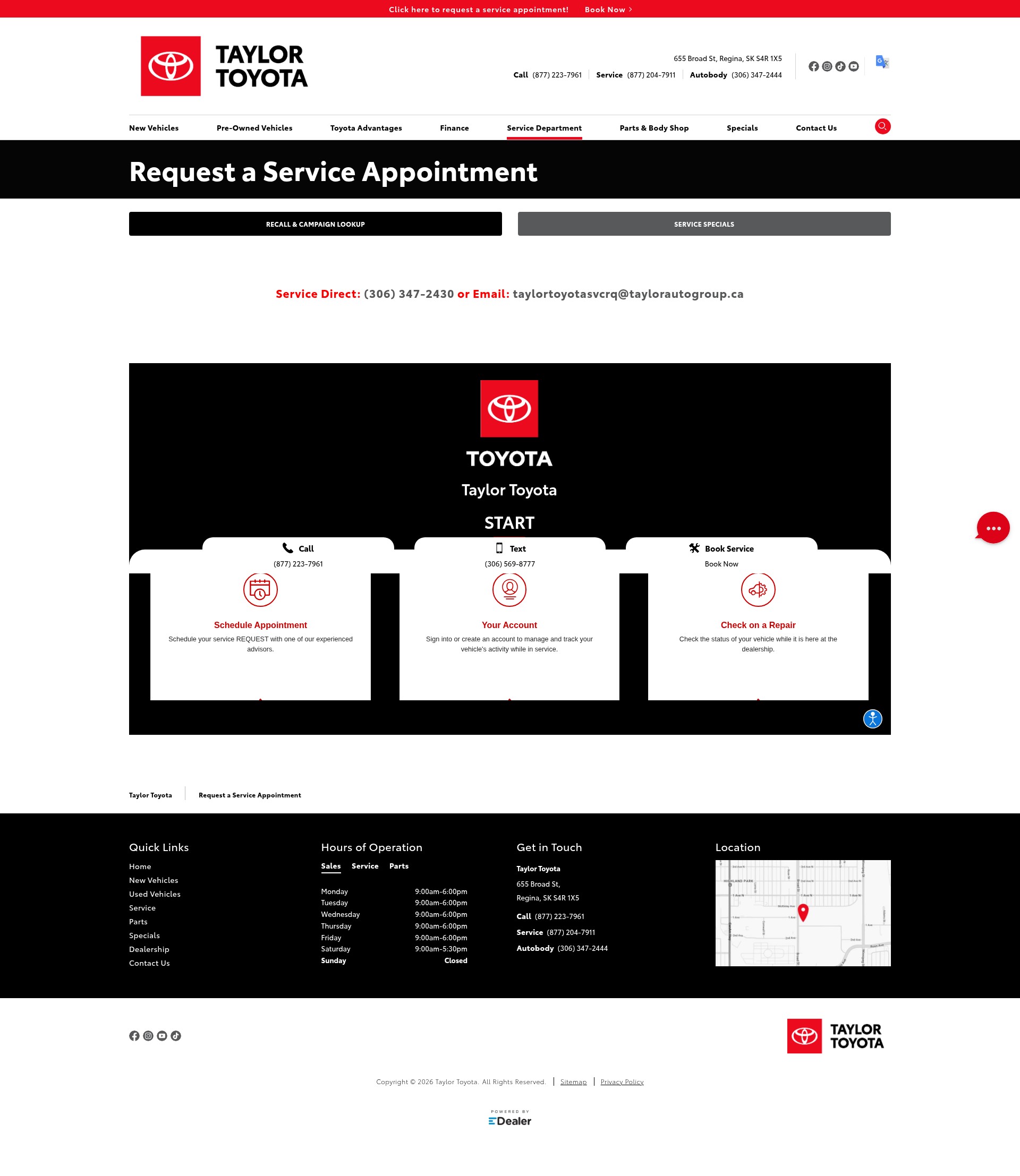 Screenshot of www.taylortoyota.ca