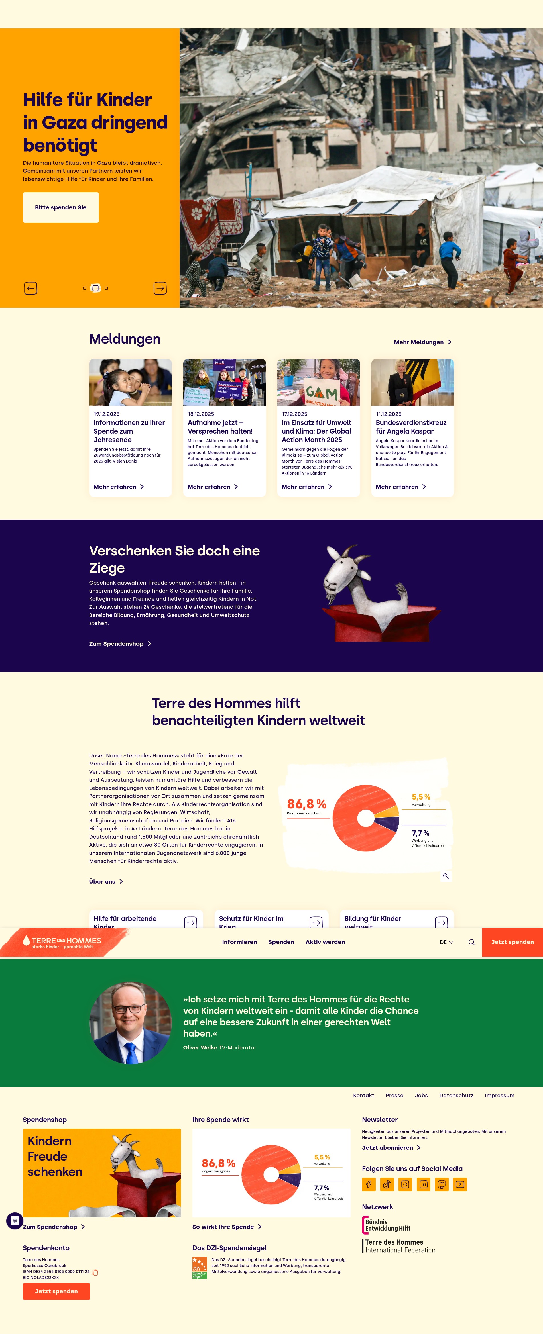 Screenshot of www.tdh.de