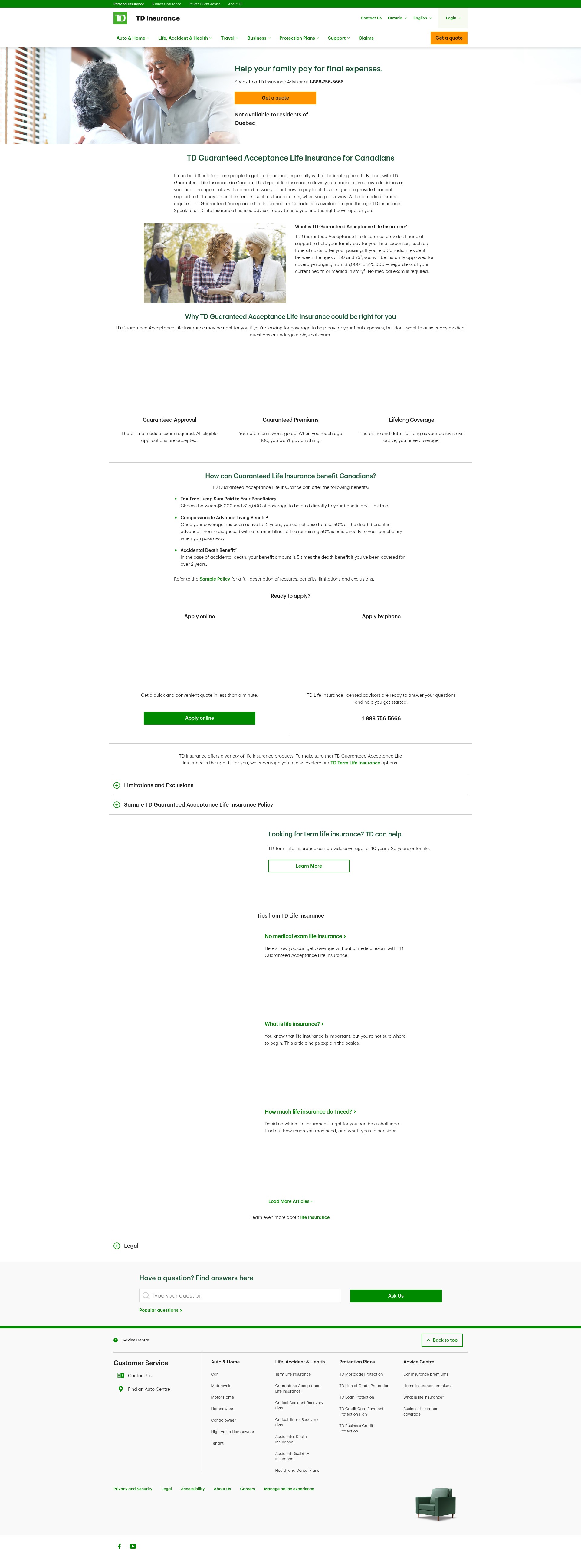Screenshot of www.tdinsurance.com