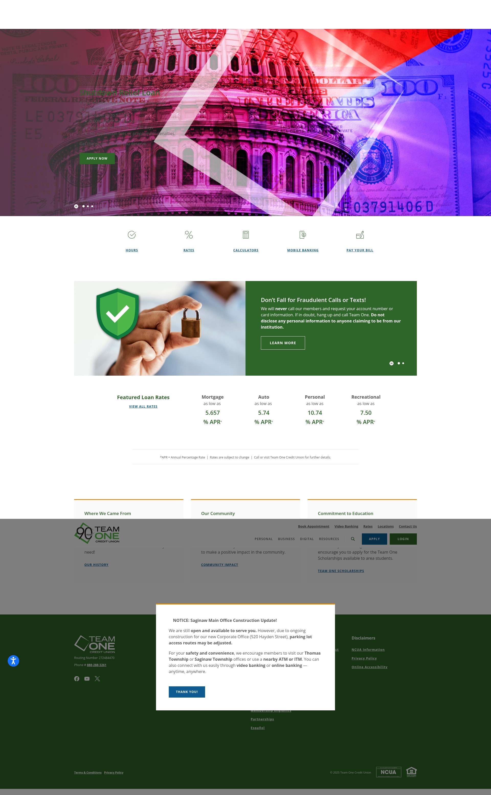 Screenshot of www.teamonecu.org