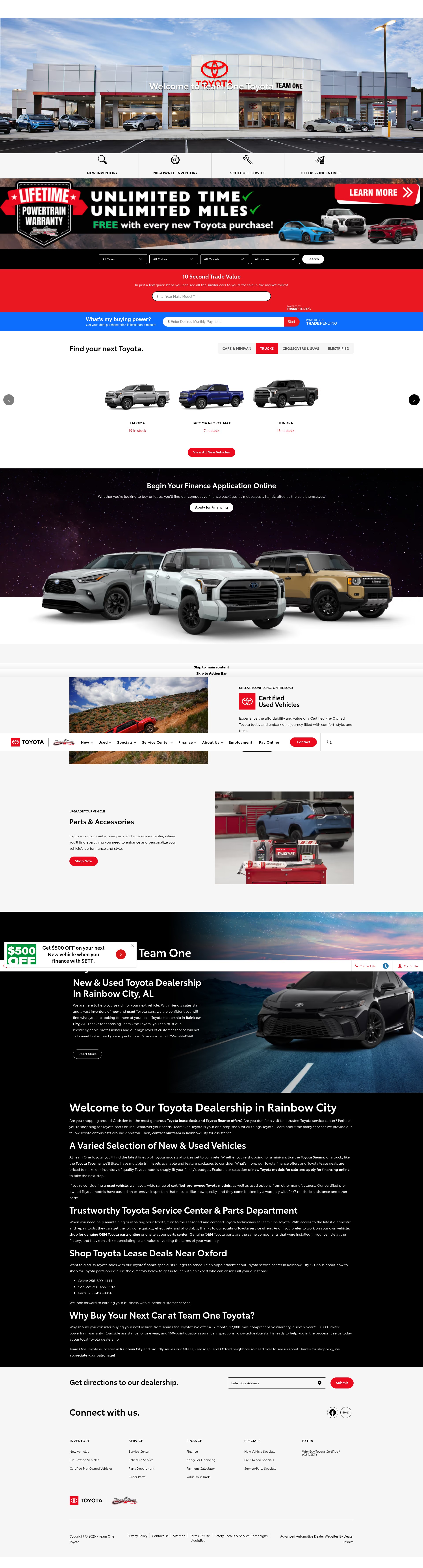 Screenshot of www.teamonetoyota.com