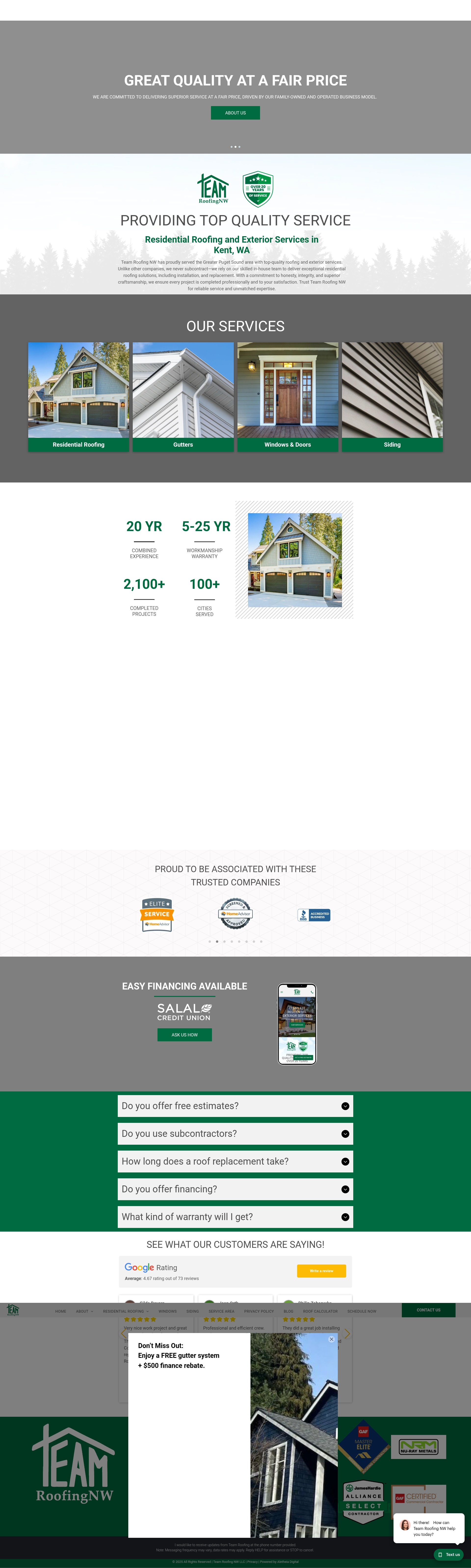 Screenshot of www.teamroofingnw.com
