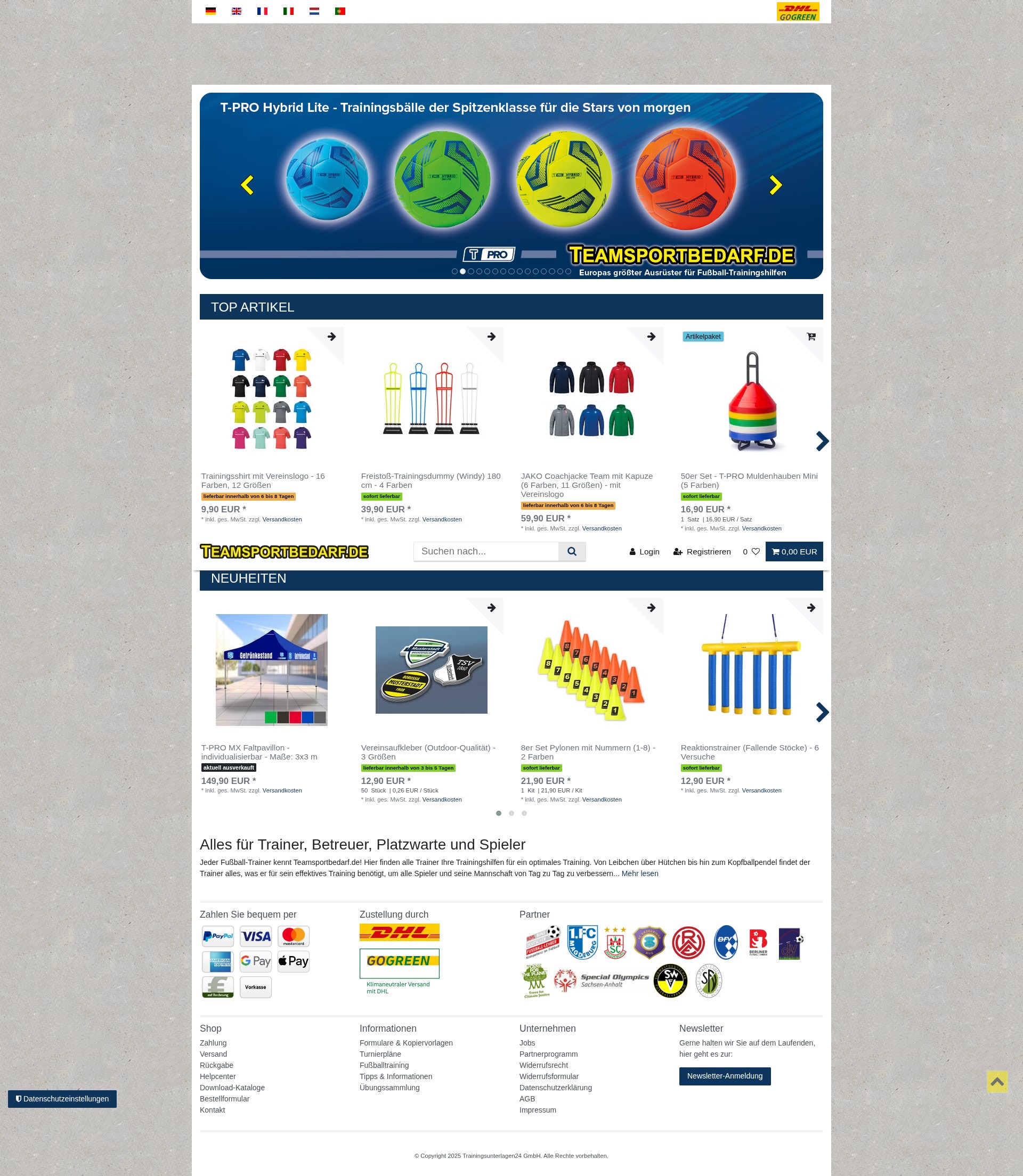 Screenshot of www.teamsportbedarf.de
