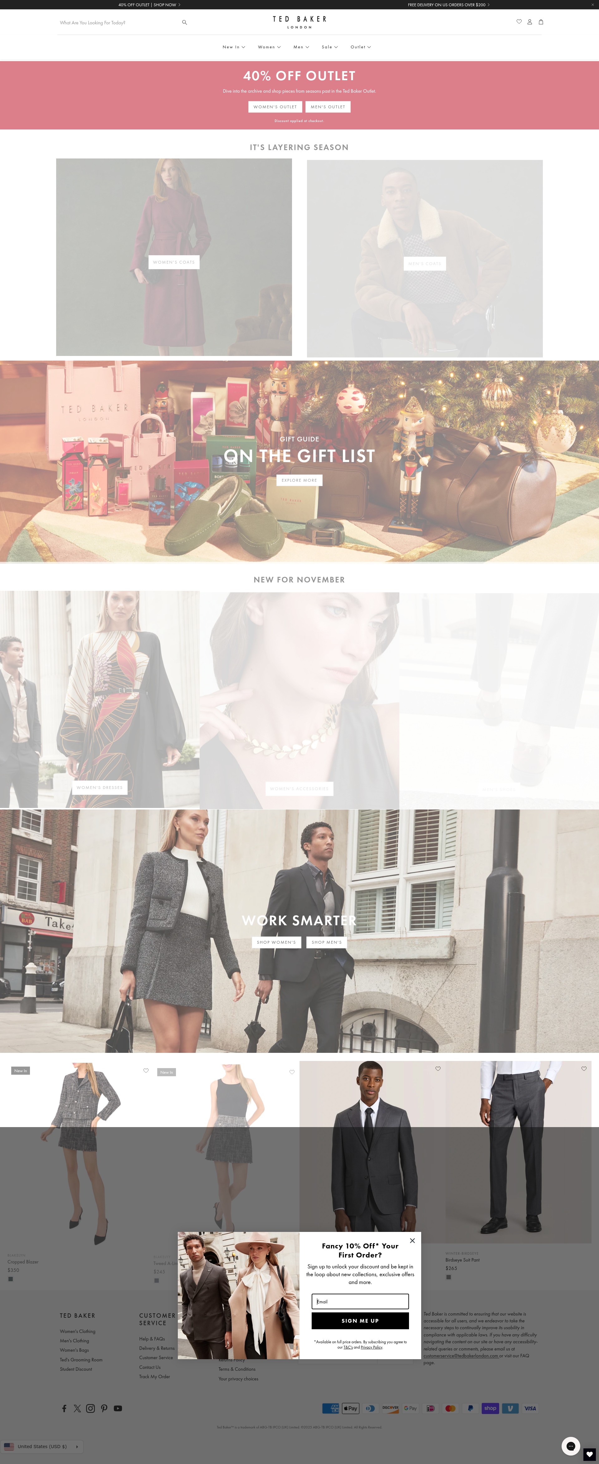 Screenshot of www.tedbaker.com