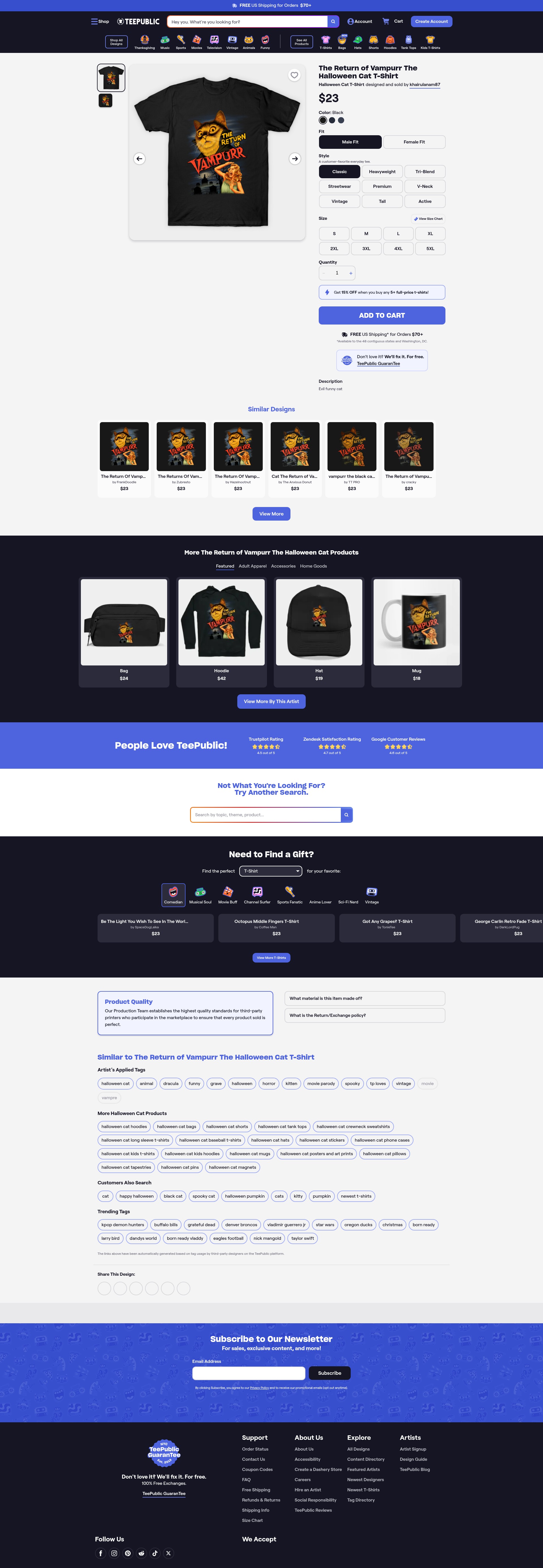 Screenshot of www.teepublic.com