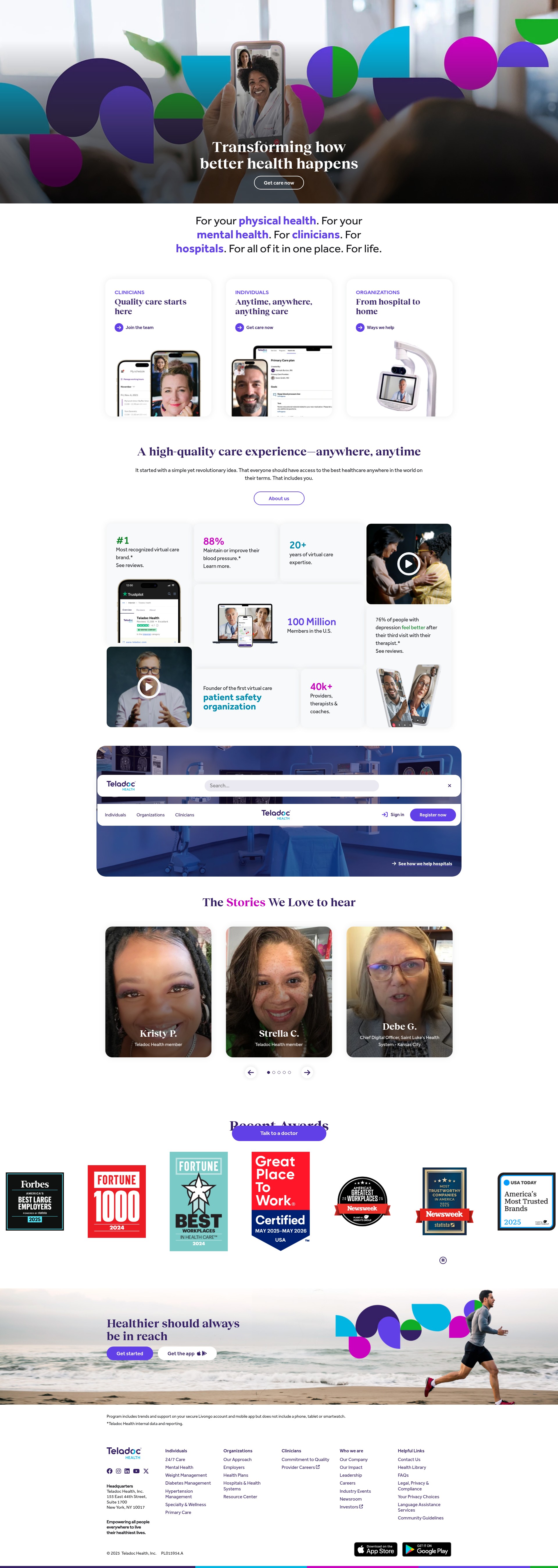 Screenshot of www.teladochealth.com