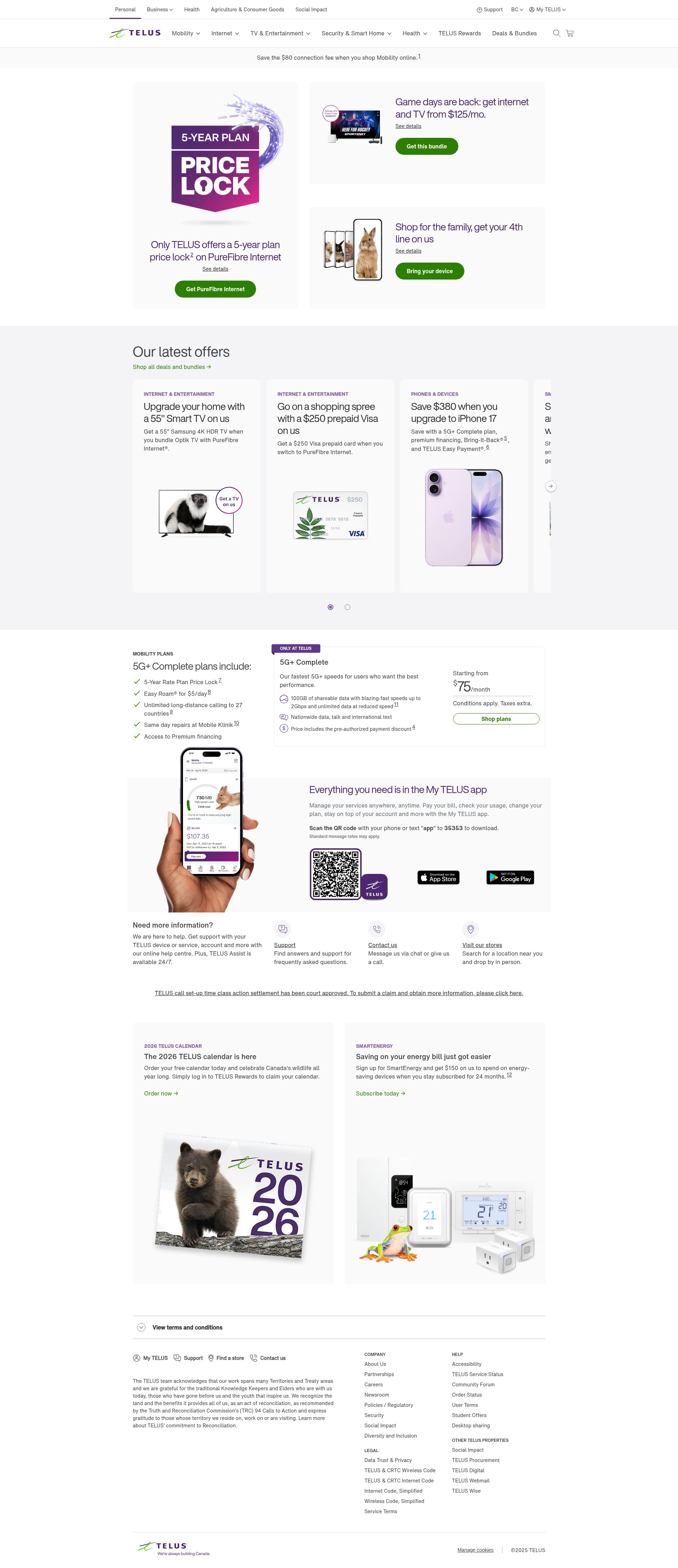 Screenshot of www.telus.com