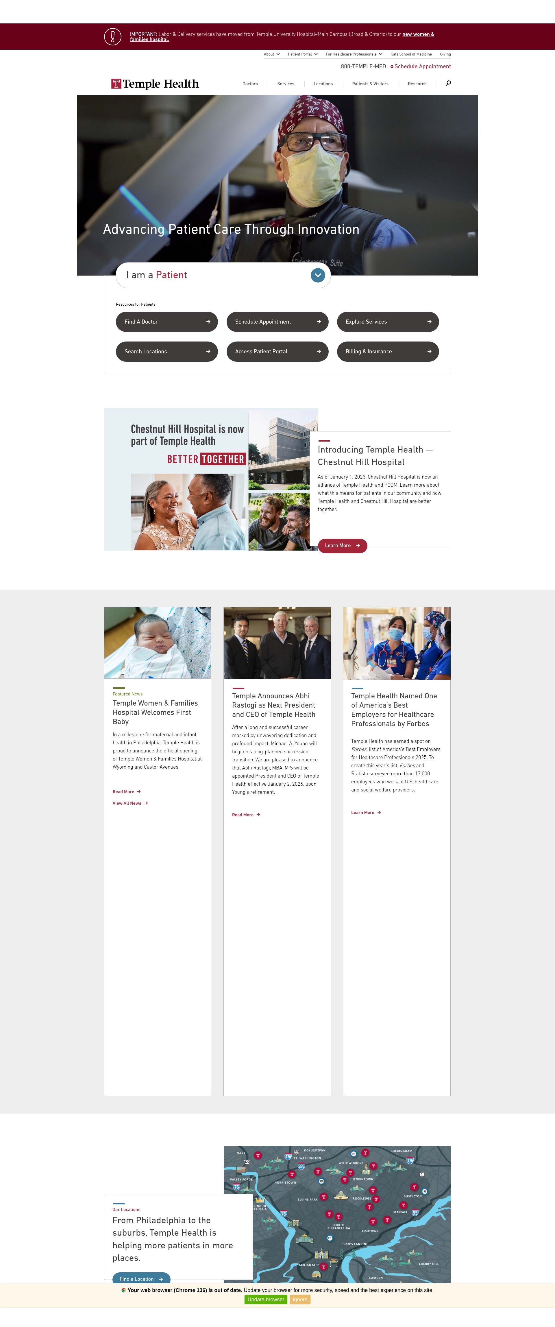 Screenshot of www.templehealth.org