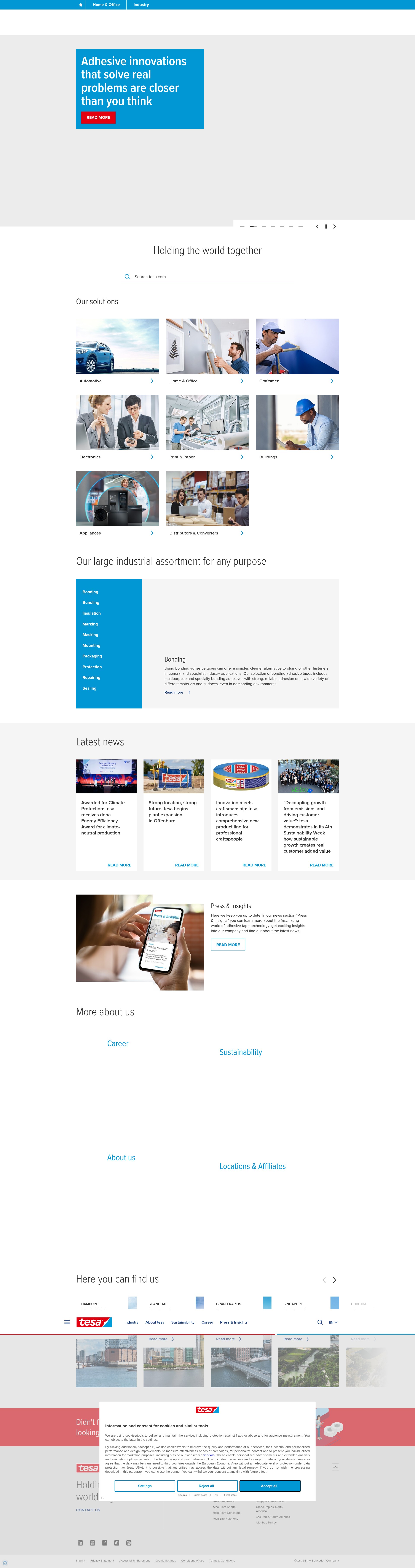 Screenshot of www.tesa.com