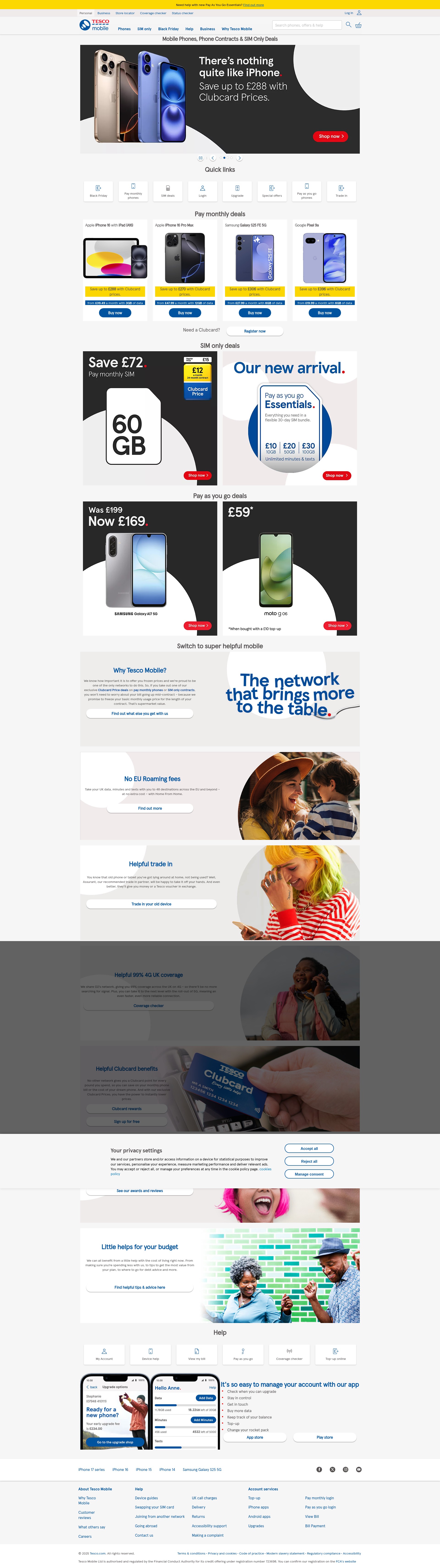 Screenshot of www.tescomobile.com