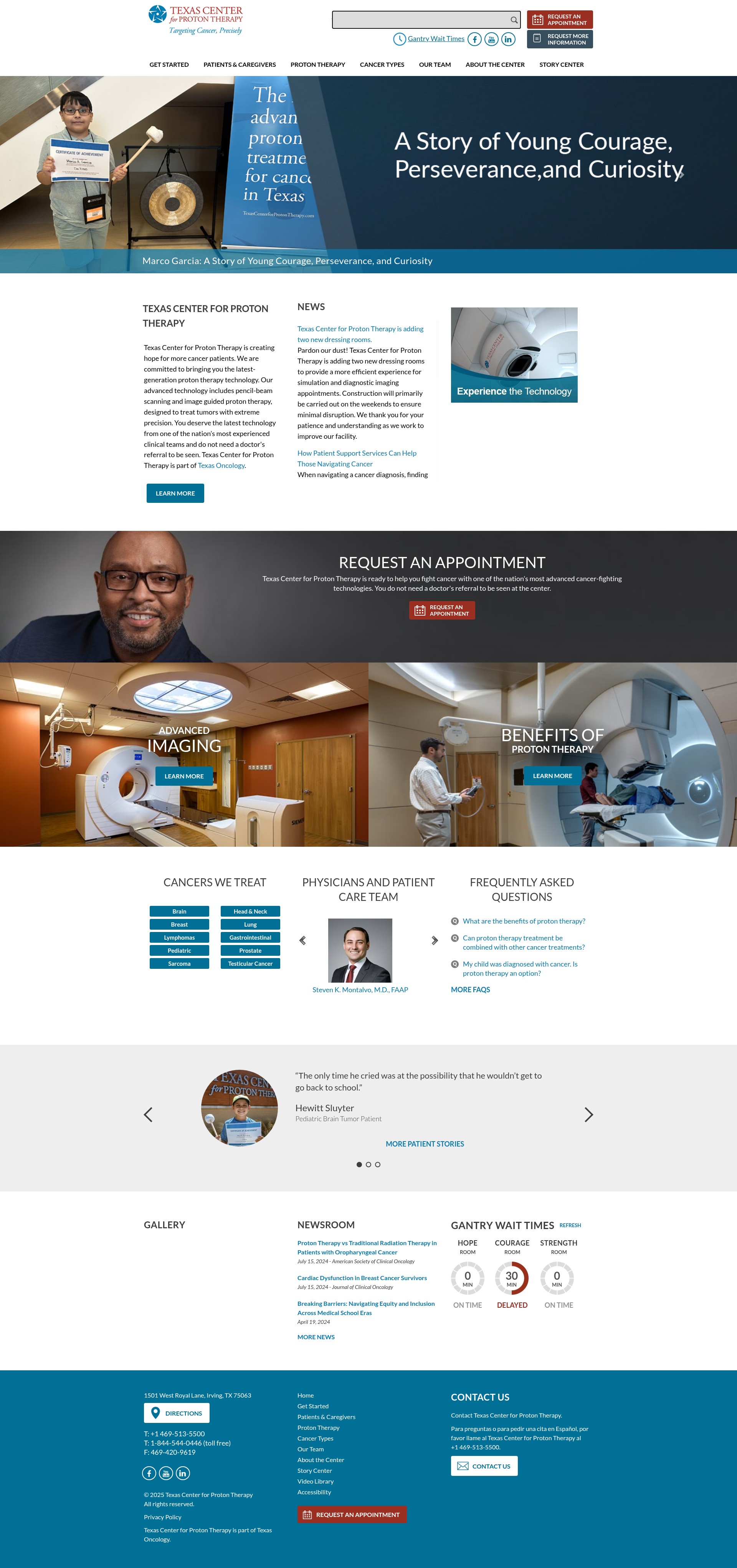 Screenshot of www.texascenterforprotontherapy.com