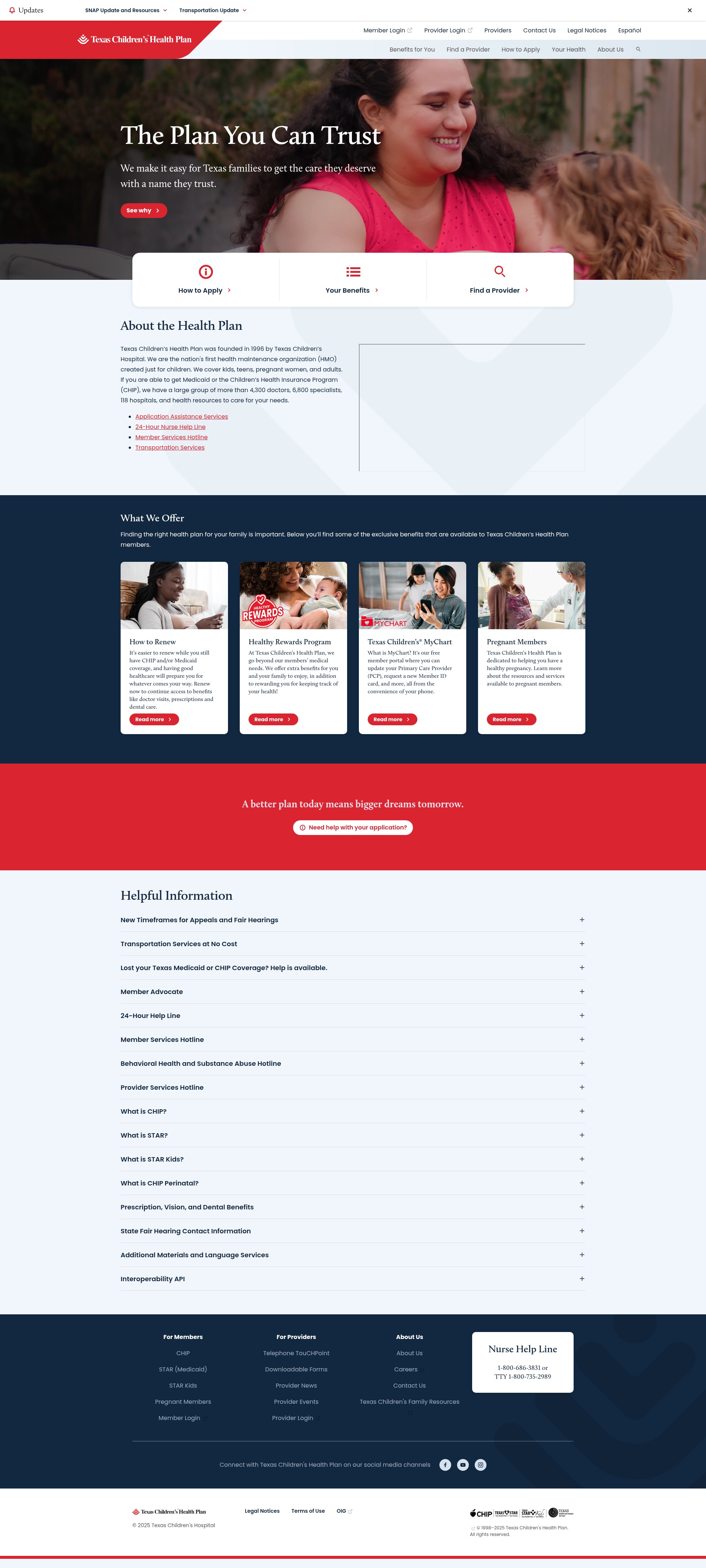 Screenshot of www.texaschildrenshealthplan.org