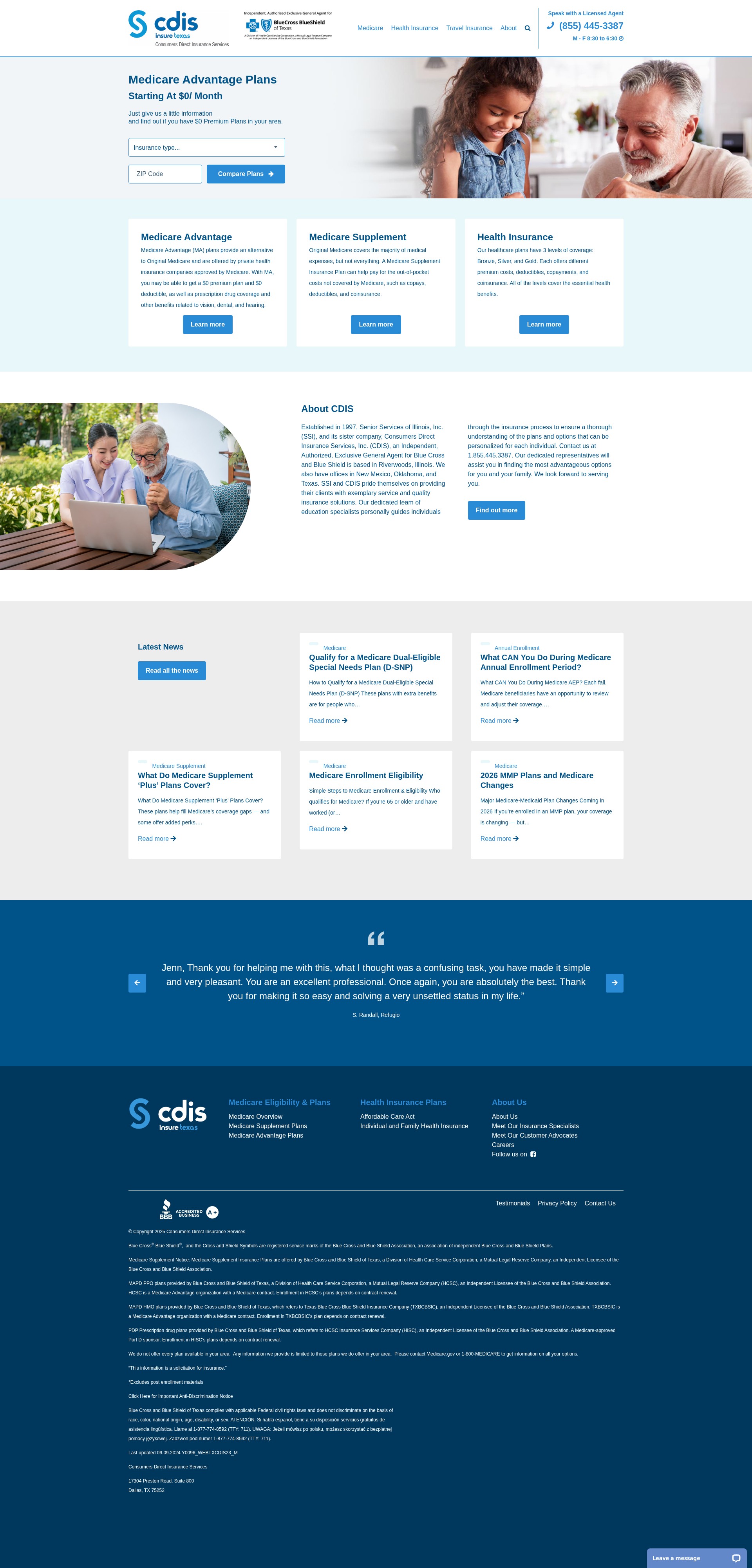 Screenshot of www.texasmedicarehealth.com