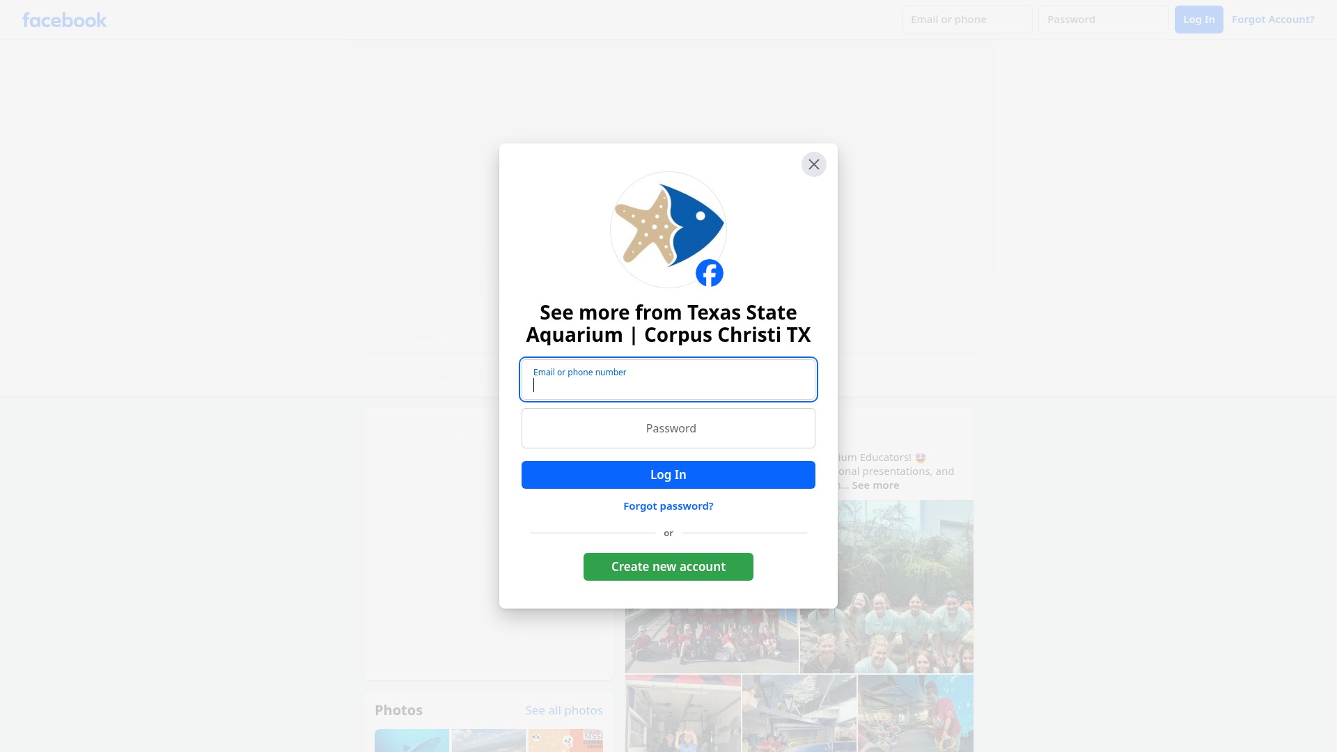 Screenshot of www.texasstateaquarium.org