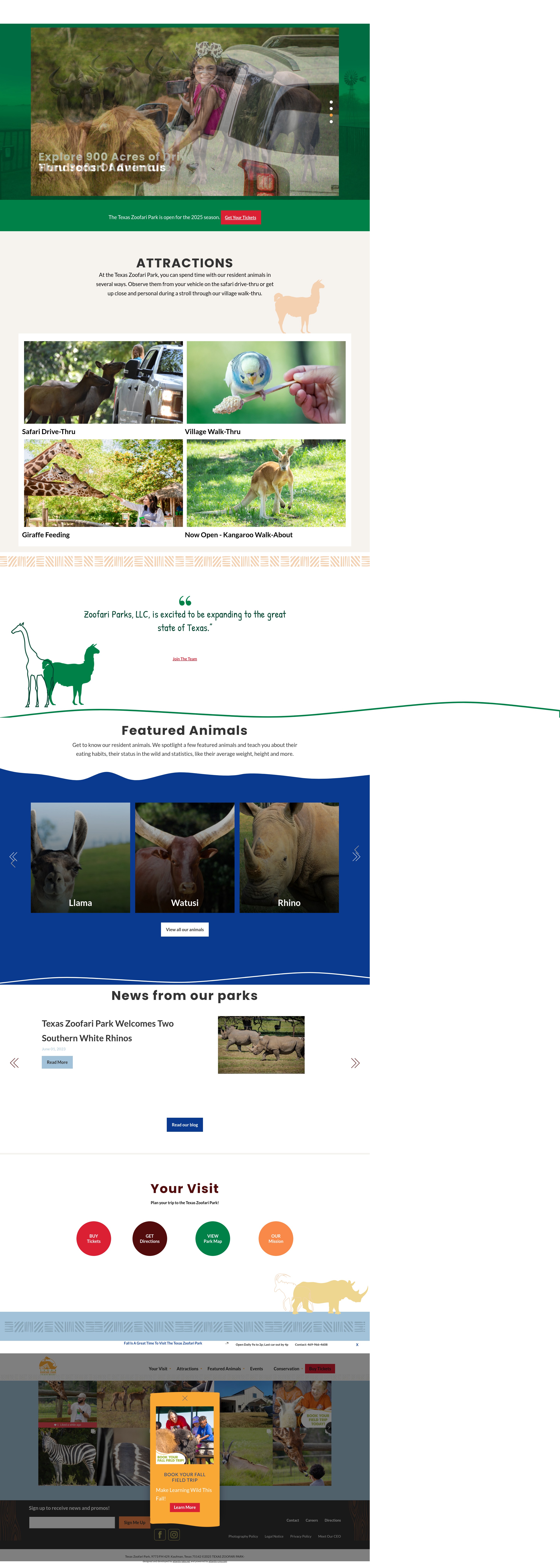 Screenshot of www.texaszoofaripark.com