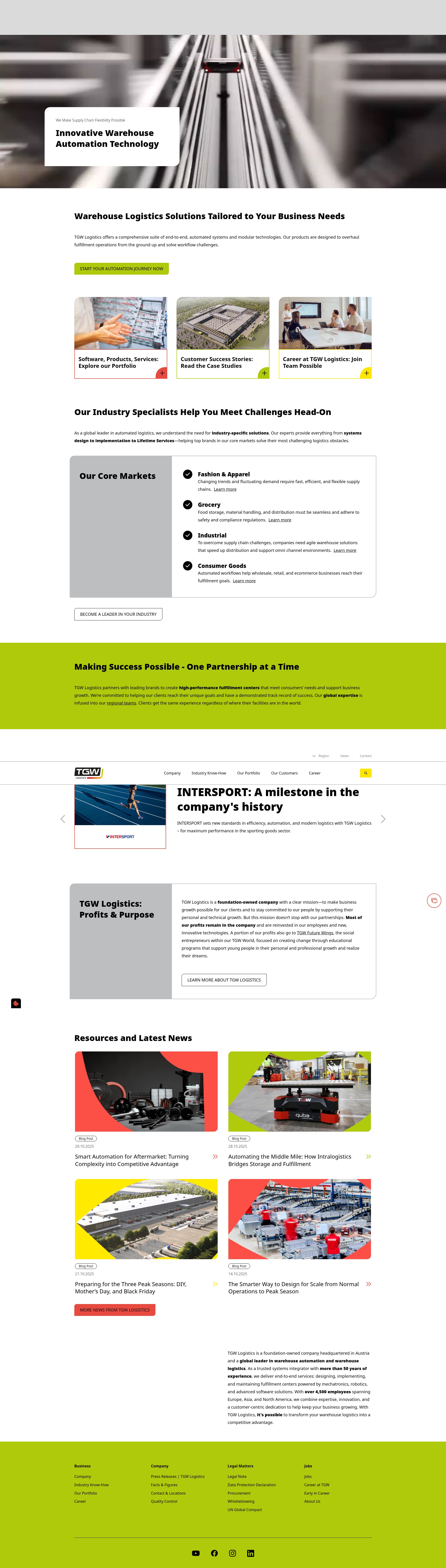 Screenshot of www.tgw-group.com