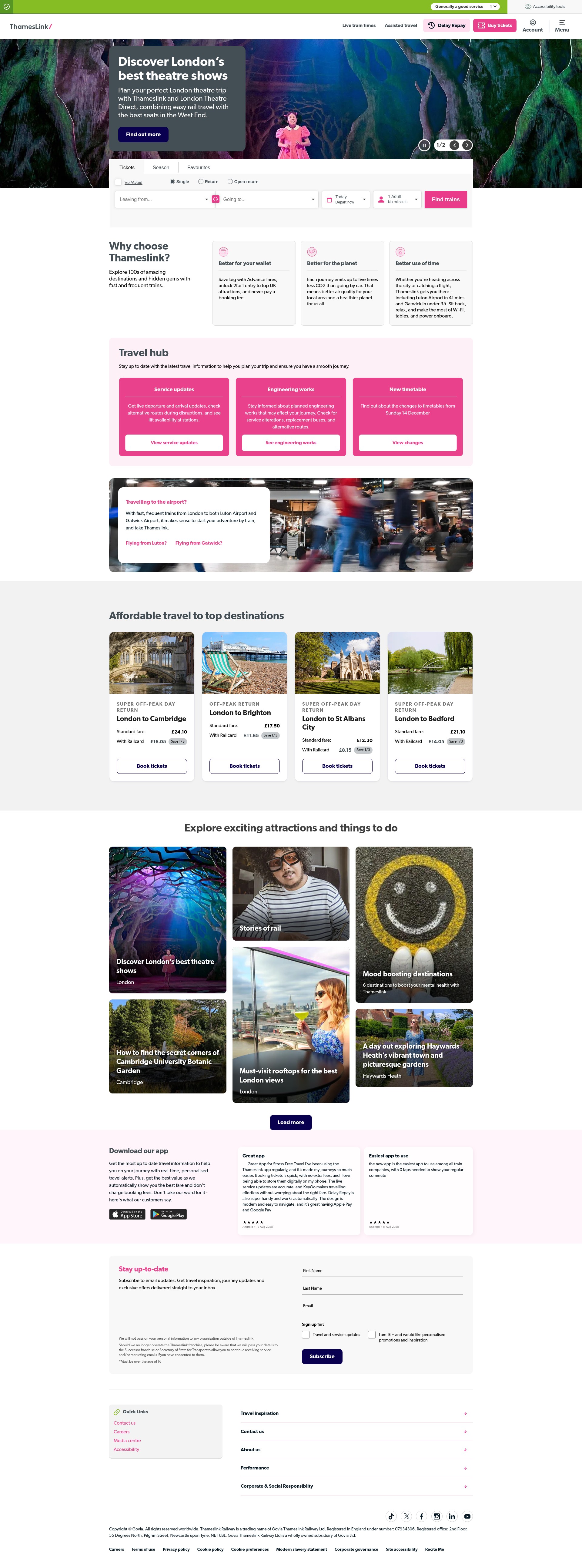 Screenshot of www.thameslinkrailway.com