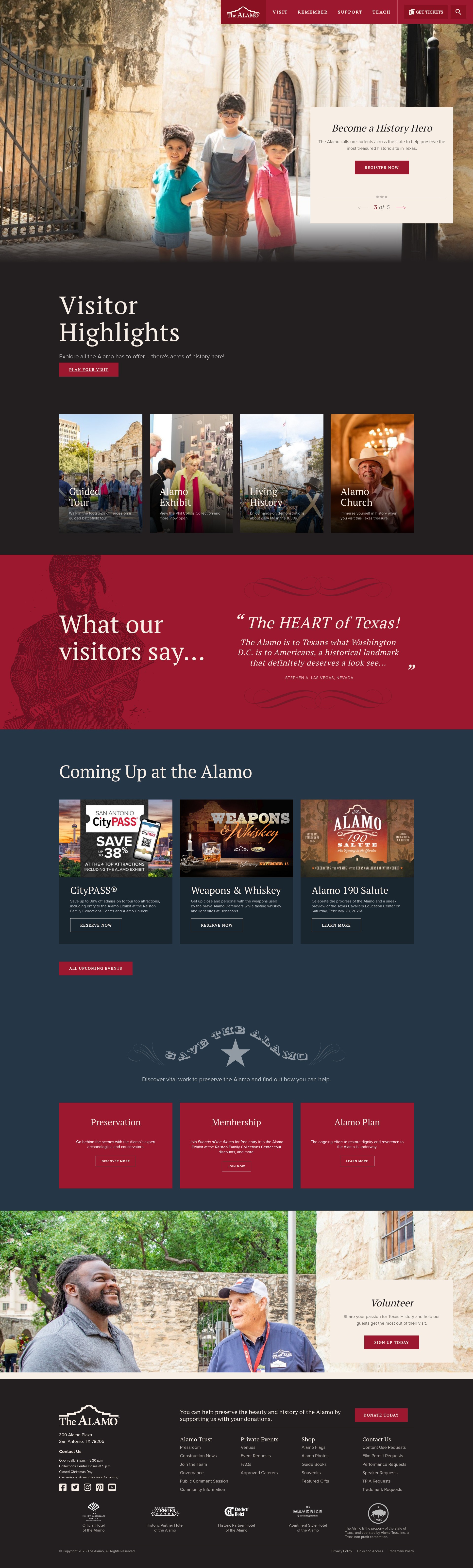 Screenshot of www.thealamo.org