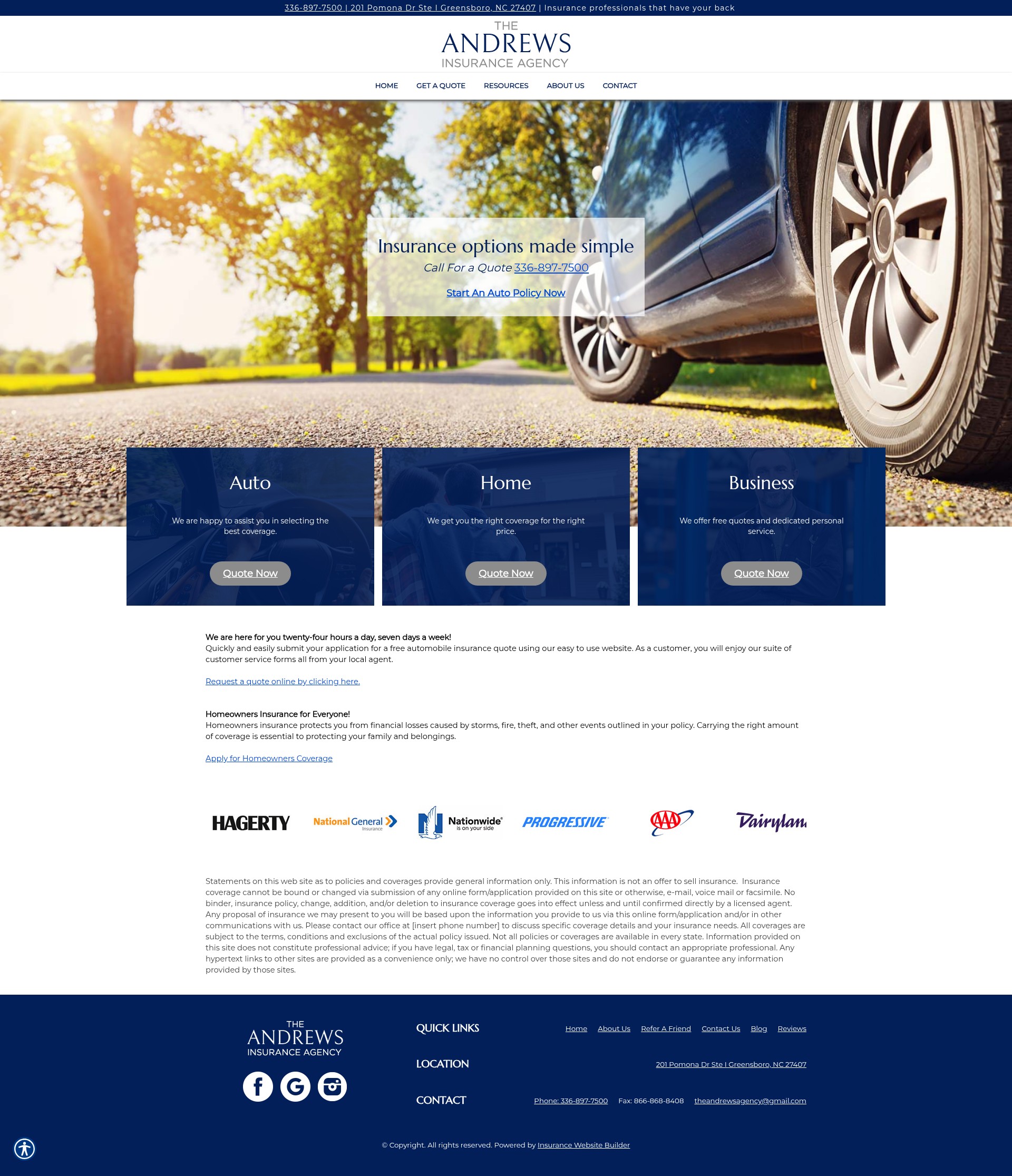 Screenshot of www.theandrewsinsuranceagency.com
