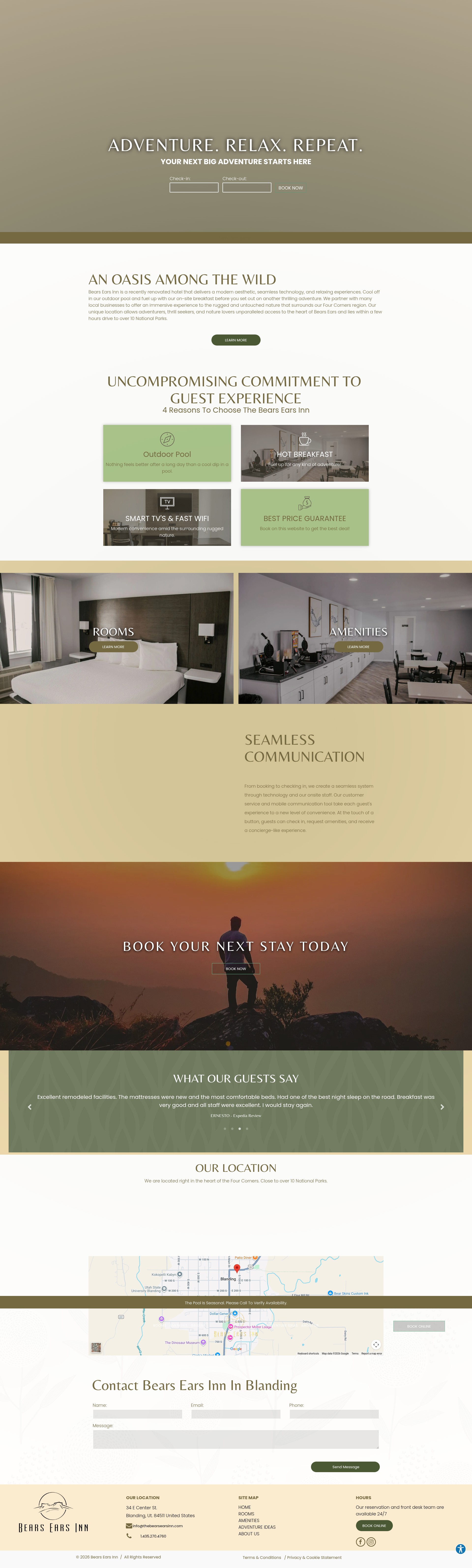 Screenshot of www.thebearsearsinn.com