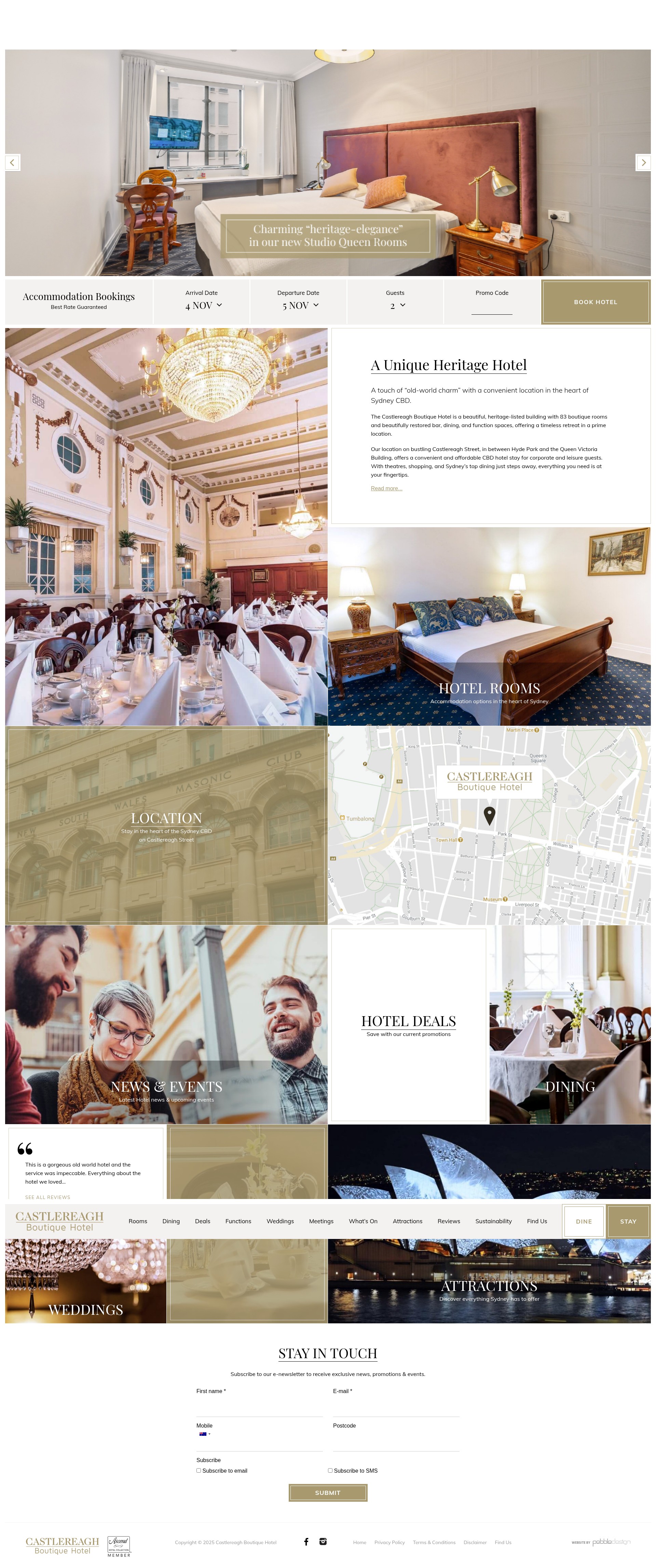 Screenshot of www.thecastlereagh.com.au