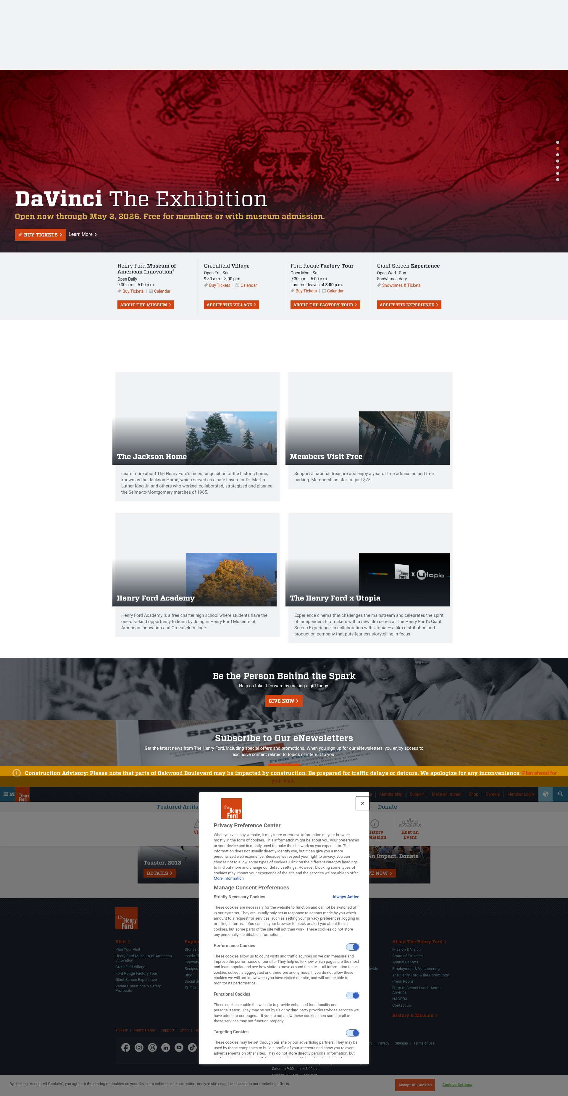 Screenshot of www.thehenryford.org