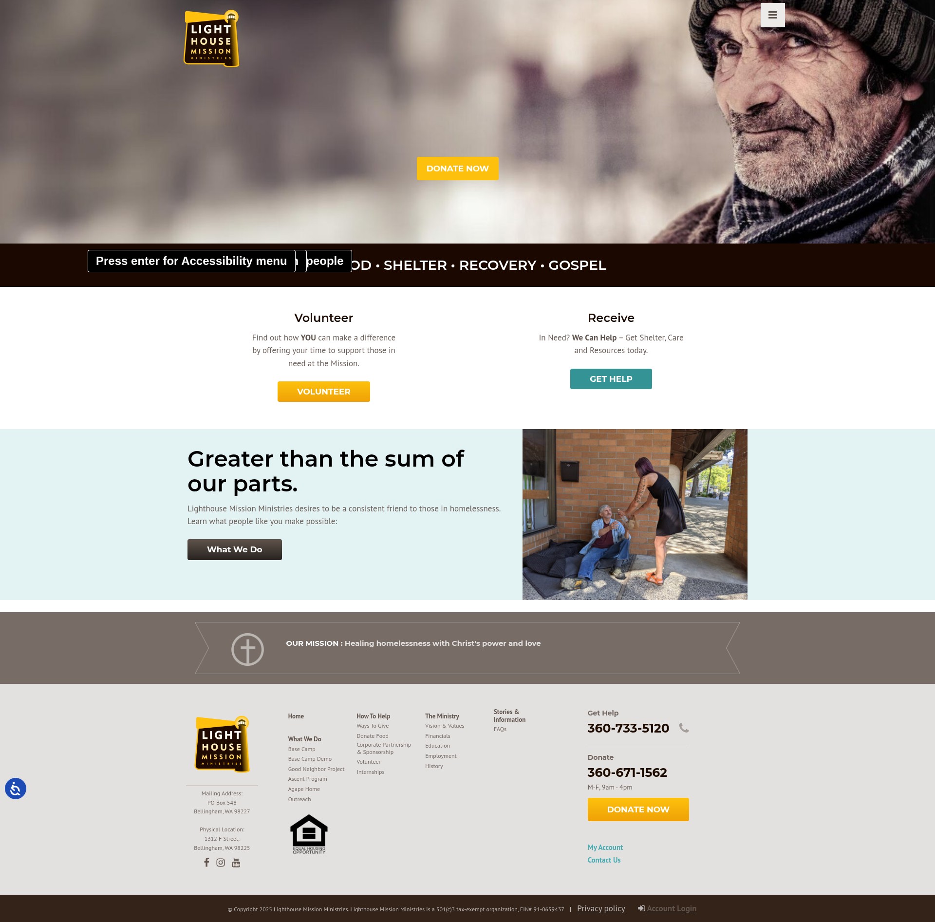 Screenshot of www.thelighthousemission.org
