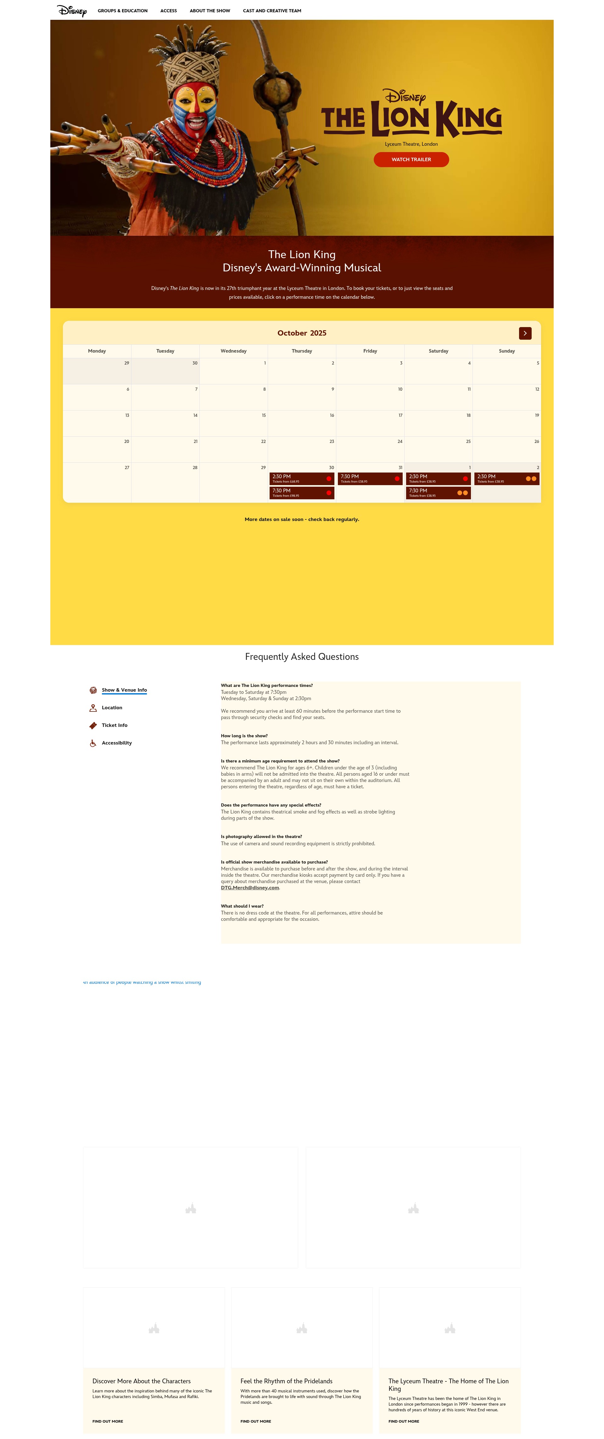 Screenshot of www.thelionking.co.uk