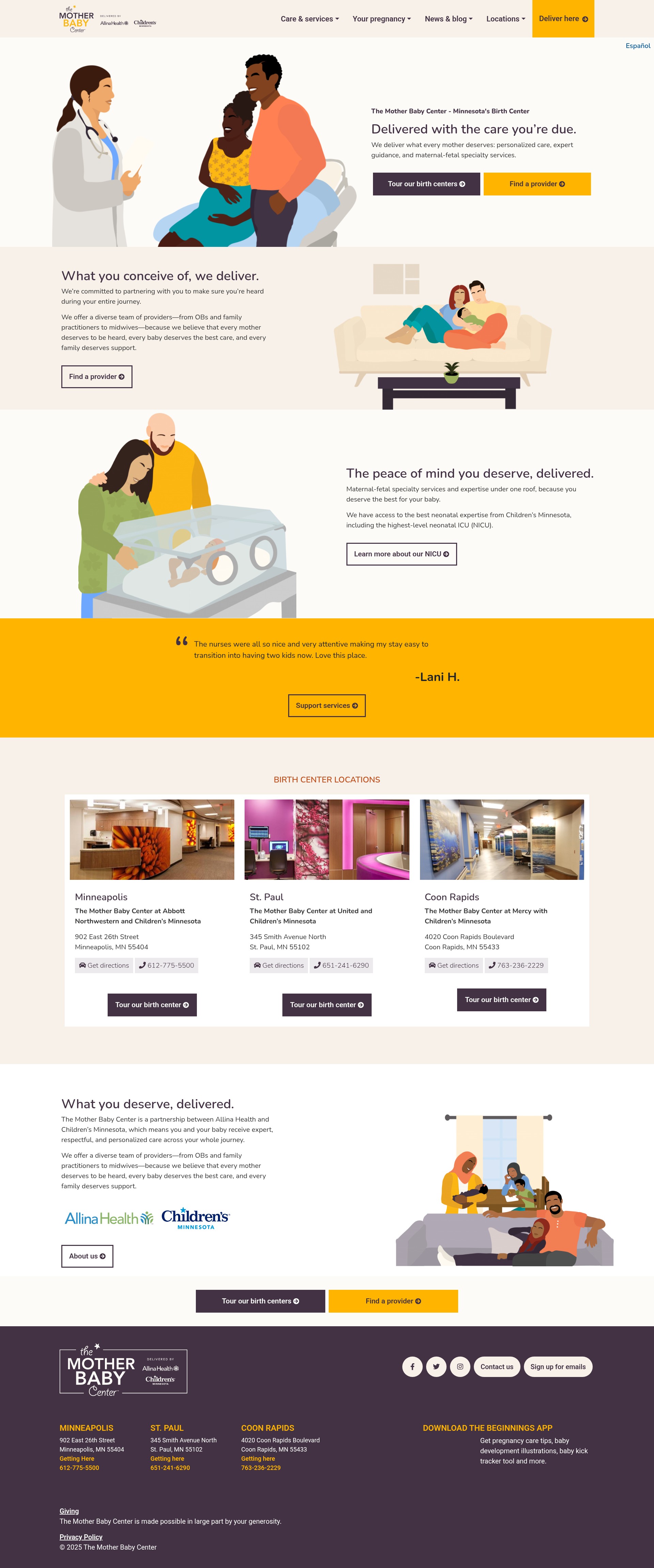 Screenshot of www.themotherbabycenter.org