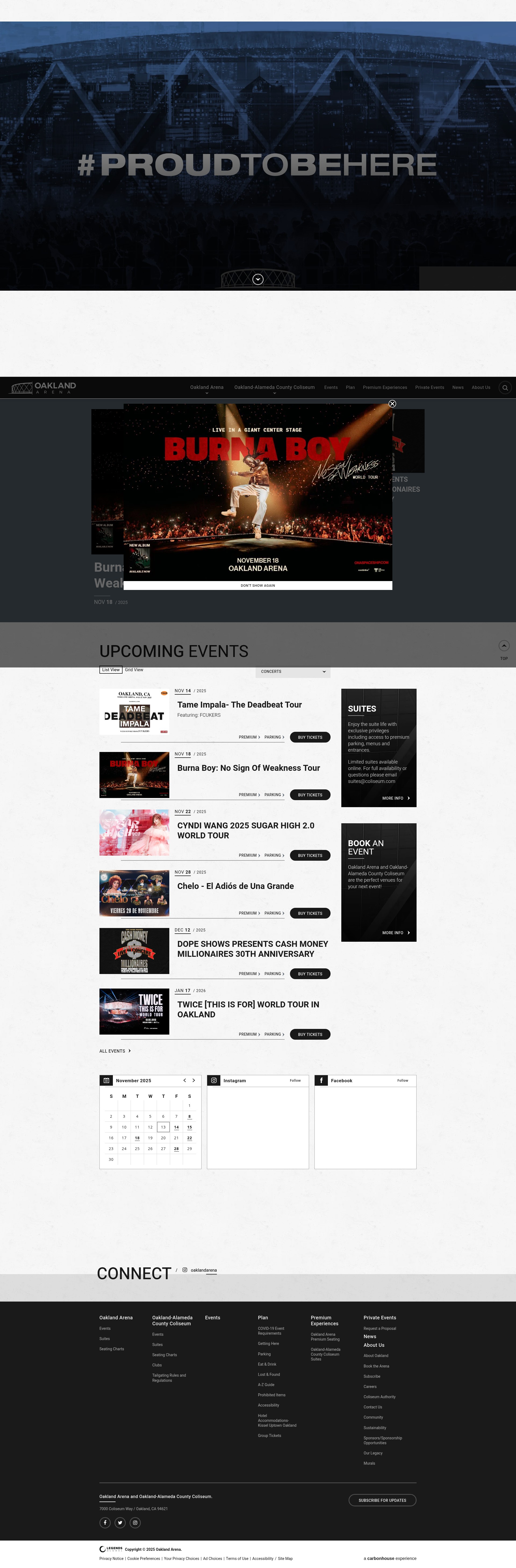 Screenshot of www.theoaklandarena.com