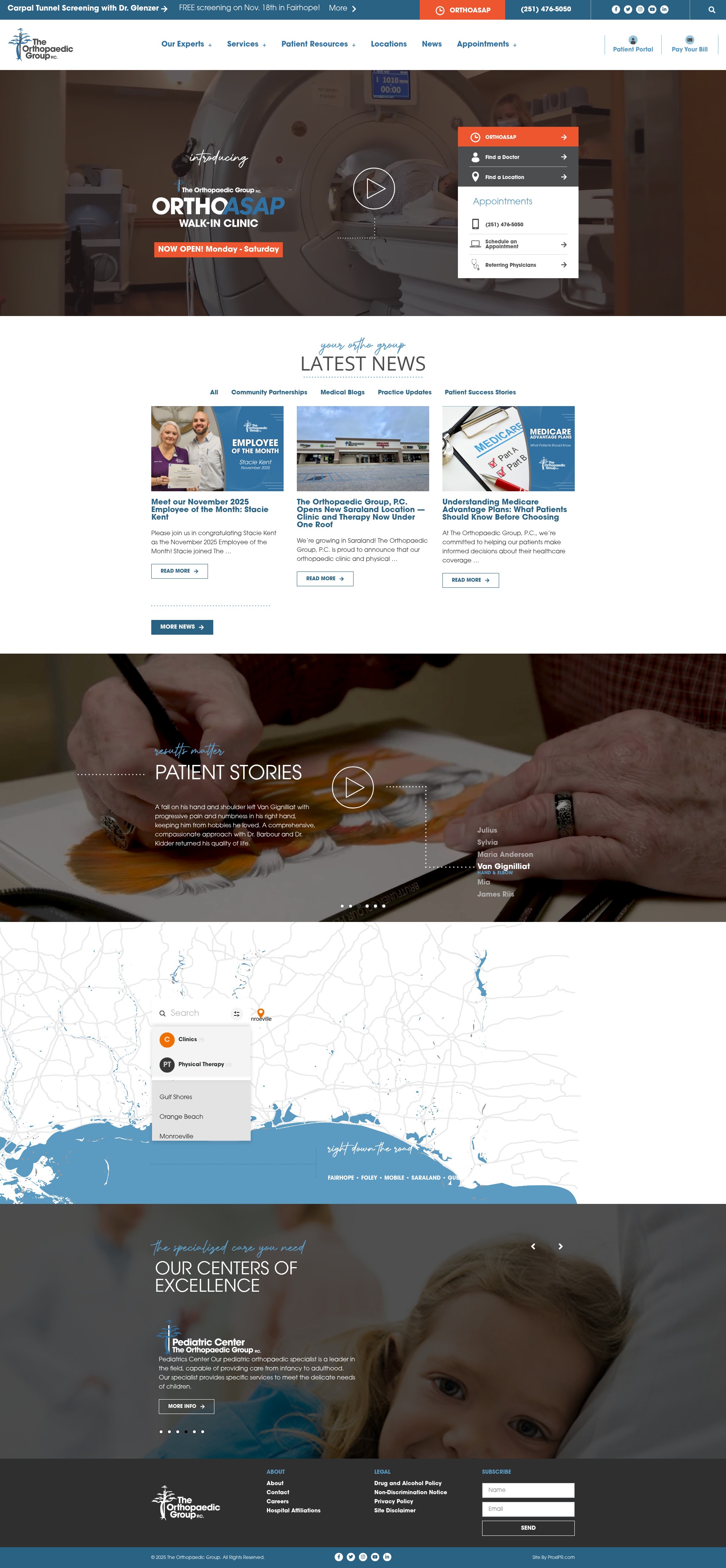 Screenshot of www.theorthogroup.com