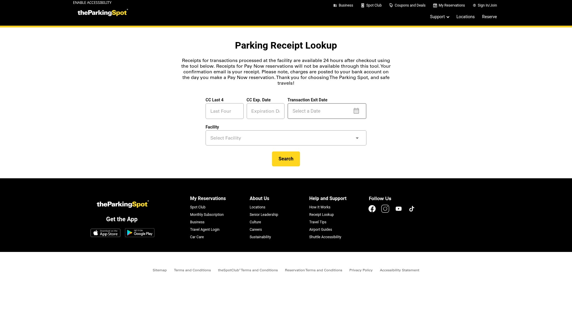 Screenshot of www.theparkingspot.com