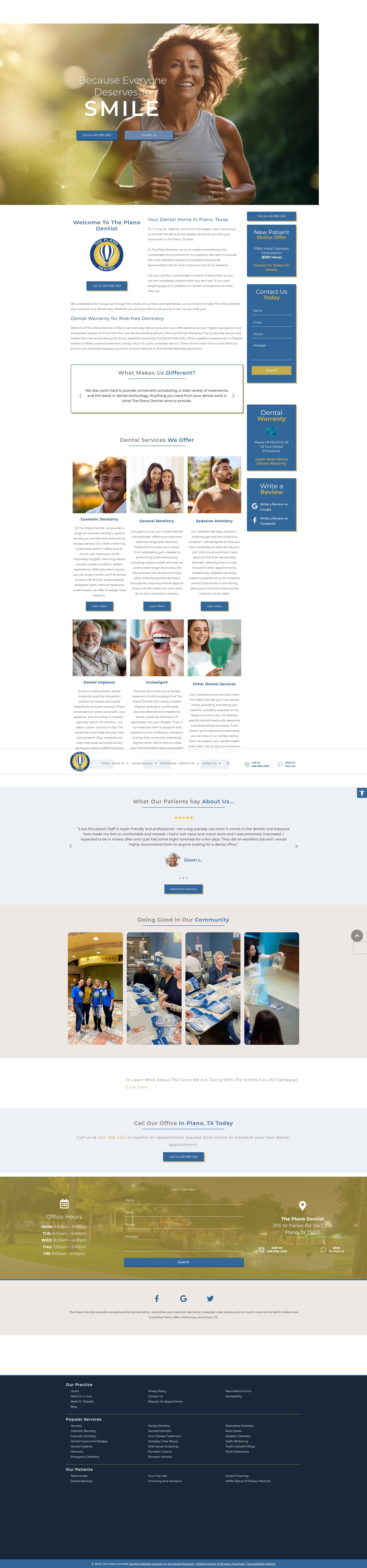 Screenshot of www.theplanodentist.com