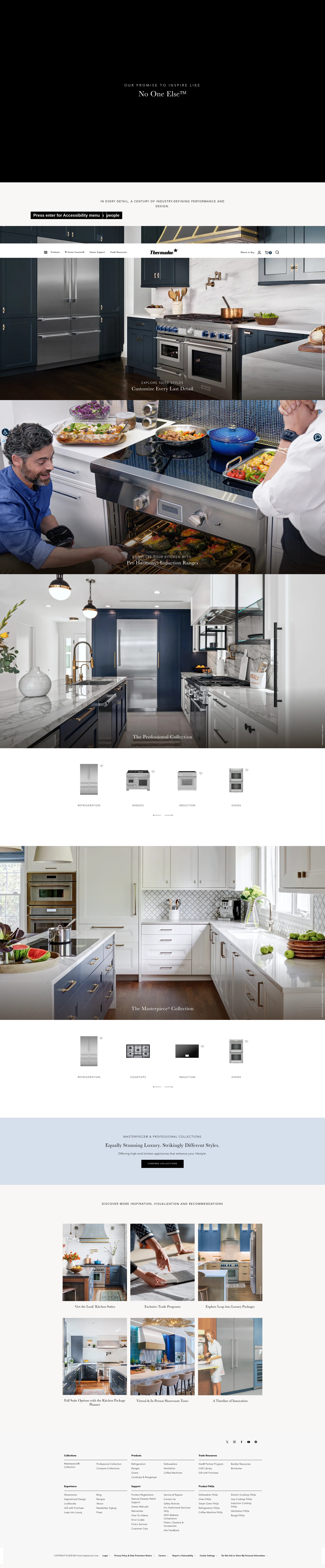 Screenshot of www.thermador.com