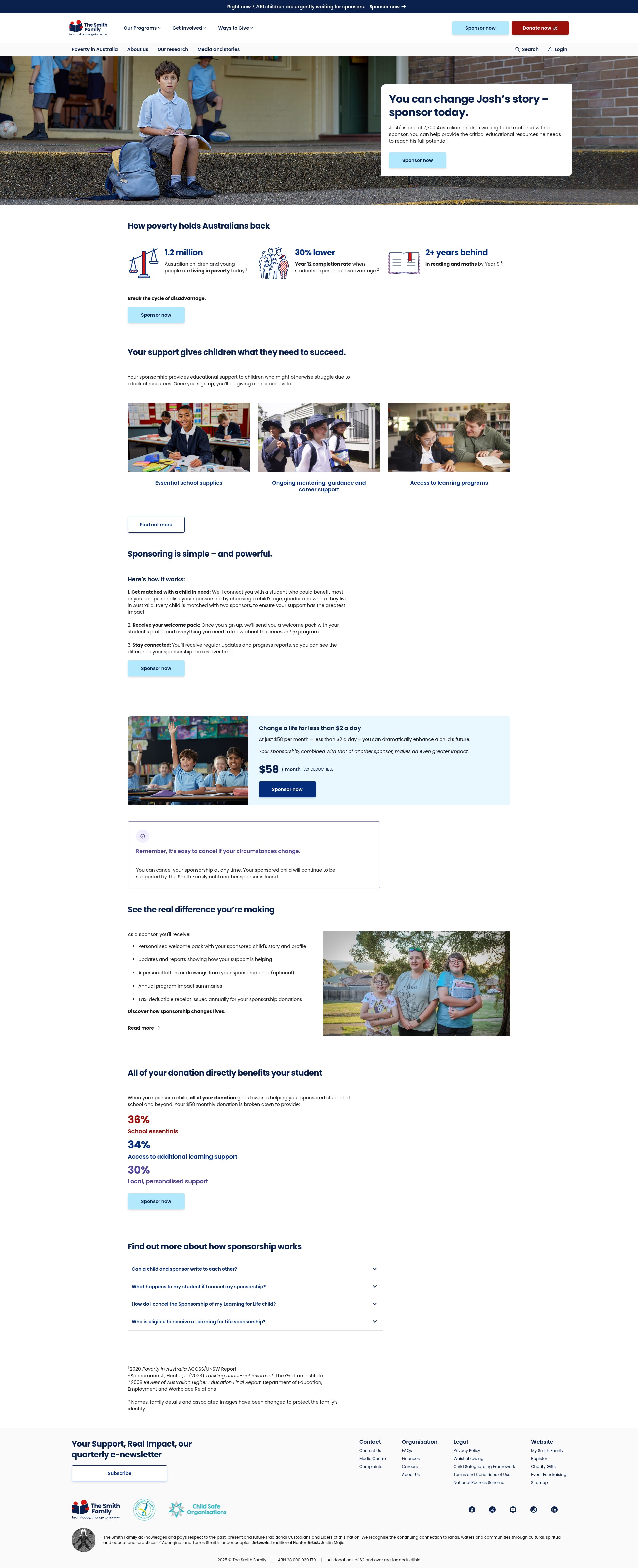 Screenshot of www.thesmithfamily.com.au
