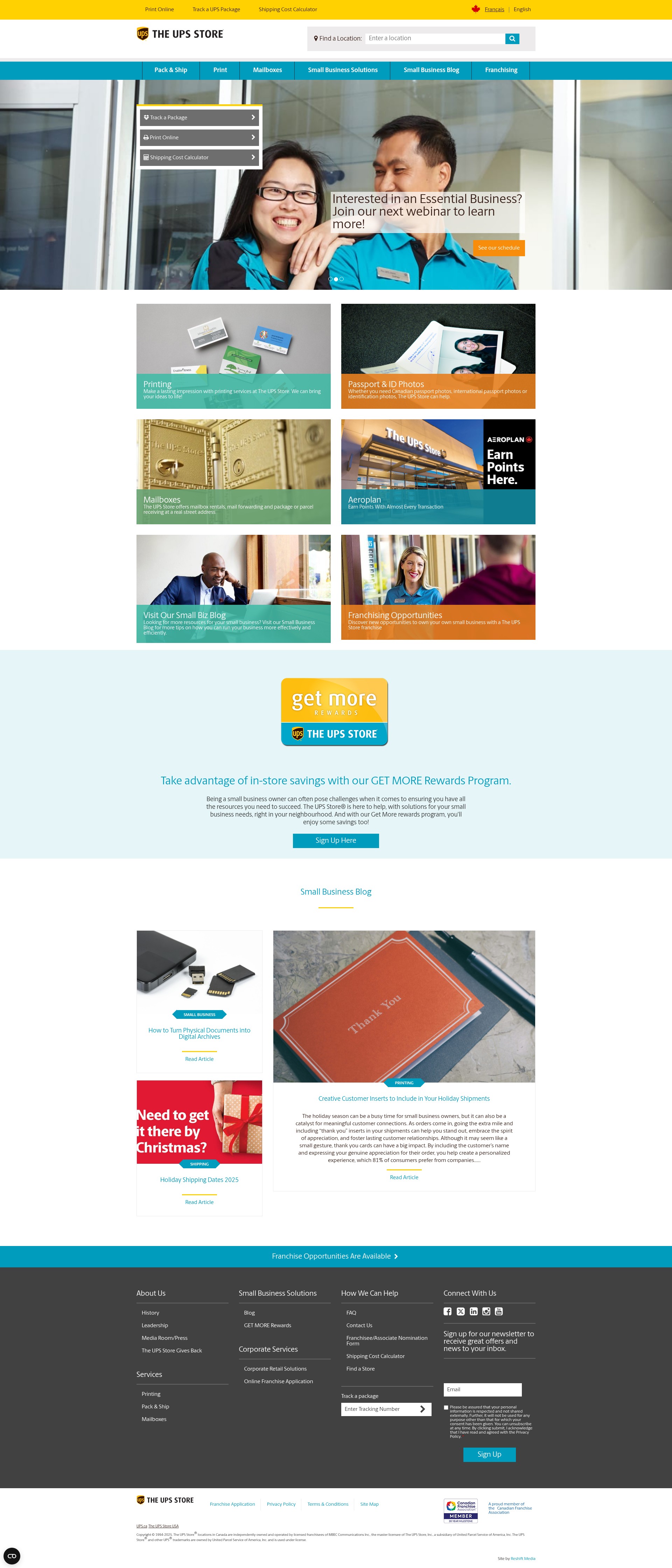 Screenshot of www.theupsstore.ca