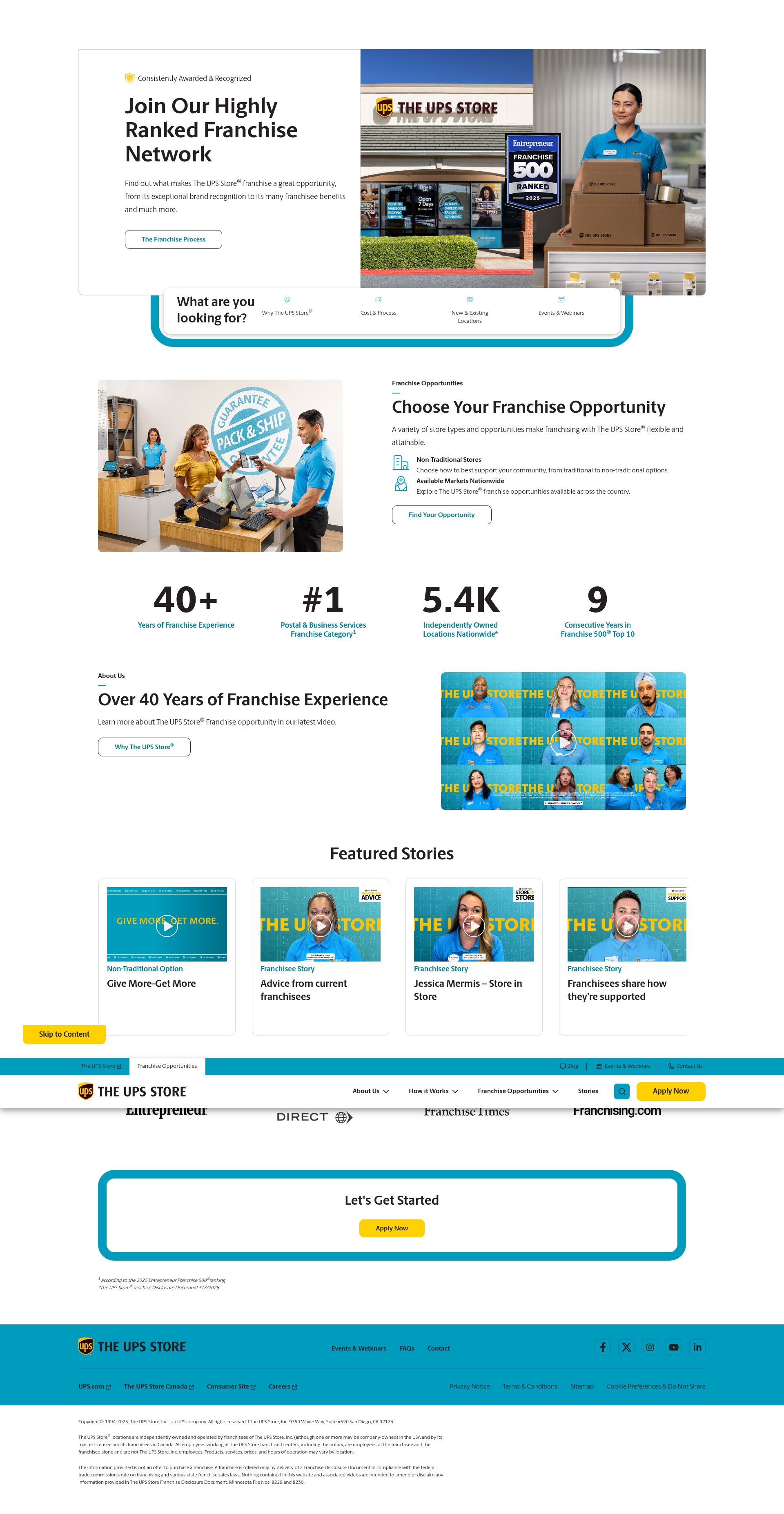 Screenshot of www.theupsstorefranchise.com