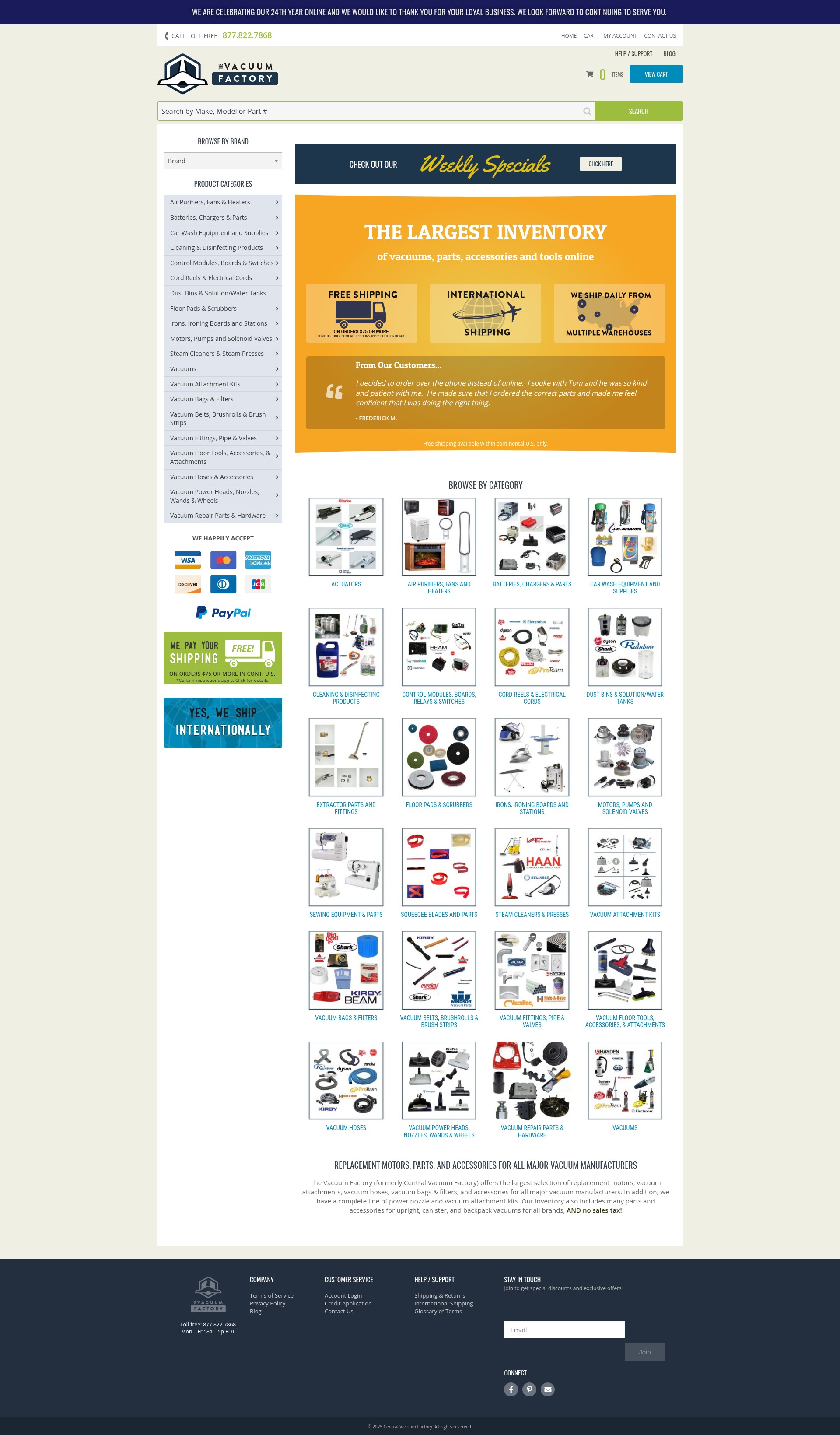 Screenshot of www.thevacuumfactory.com