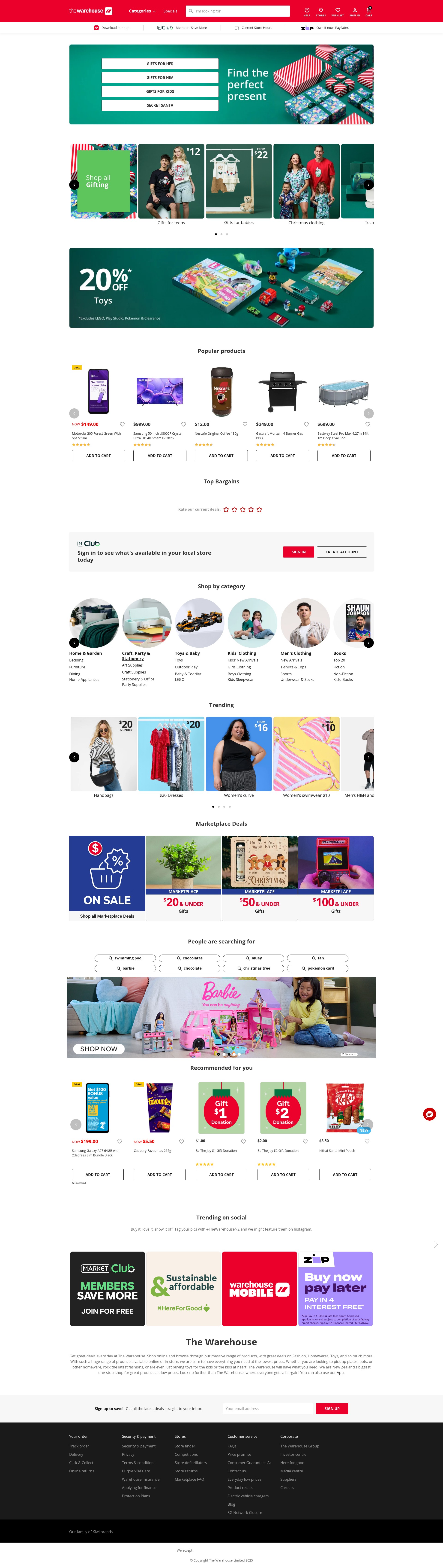 Screenshot of www.thewarehouse.co.nz