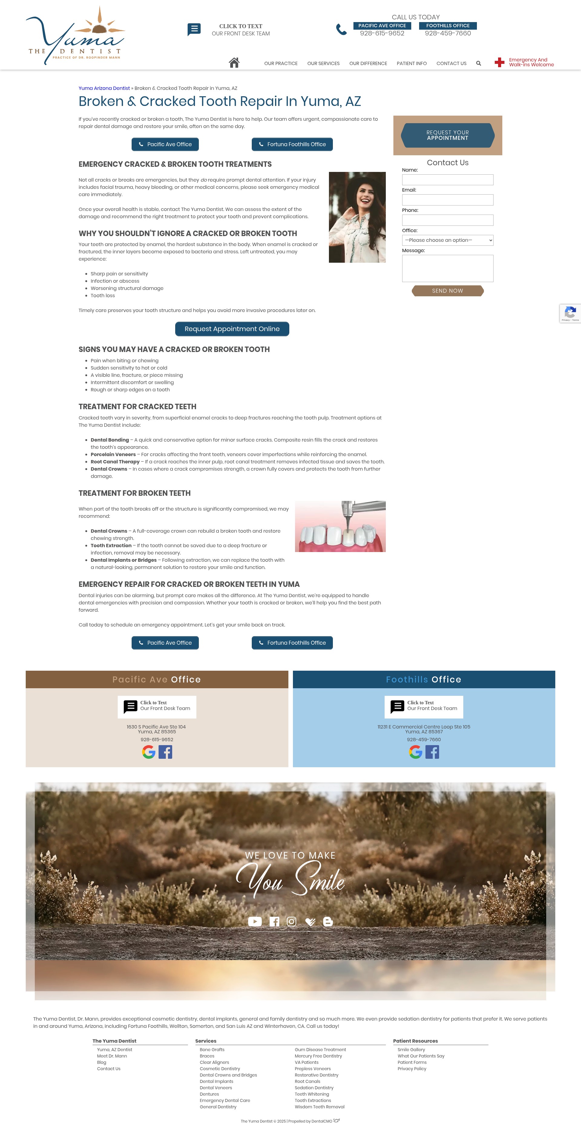 Screenshot of www.theyumadentist.com