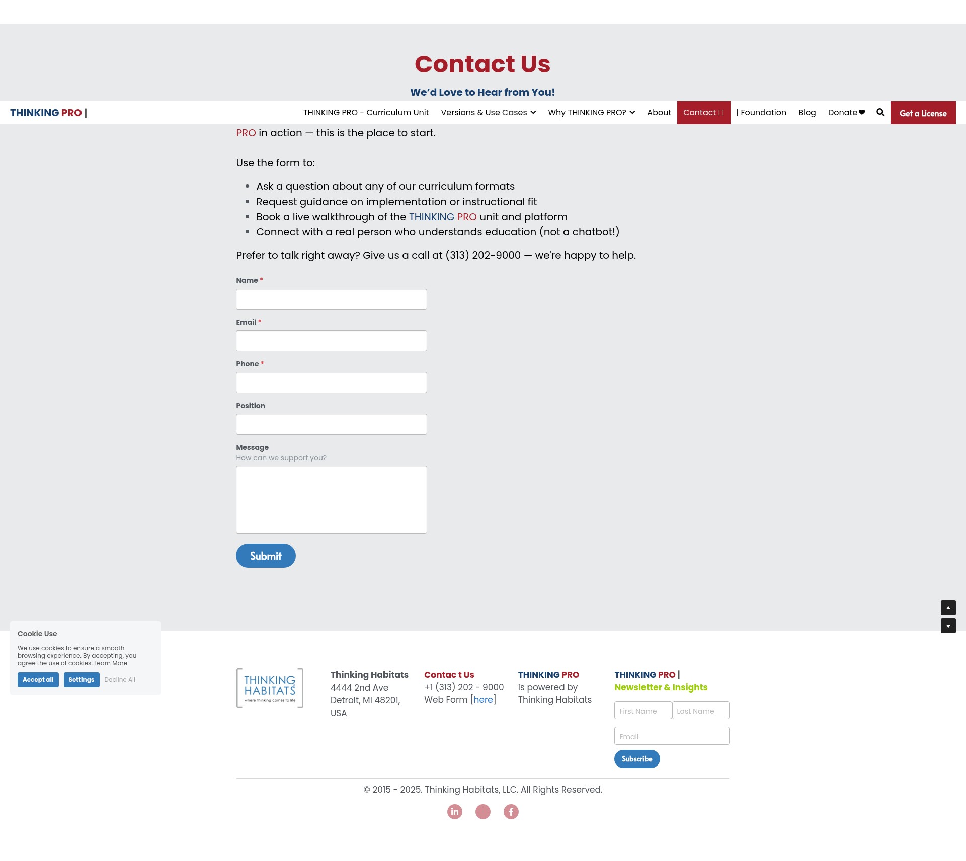 Screenshot of www.thinkinghabitats.com