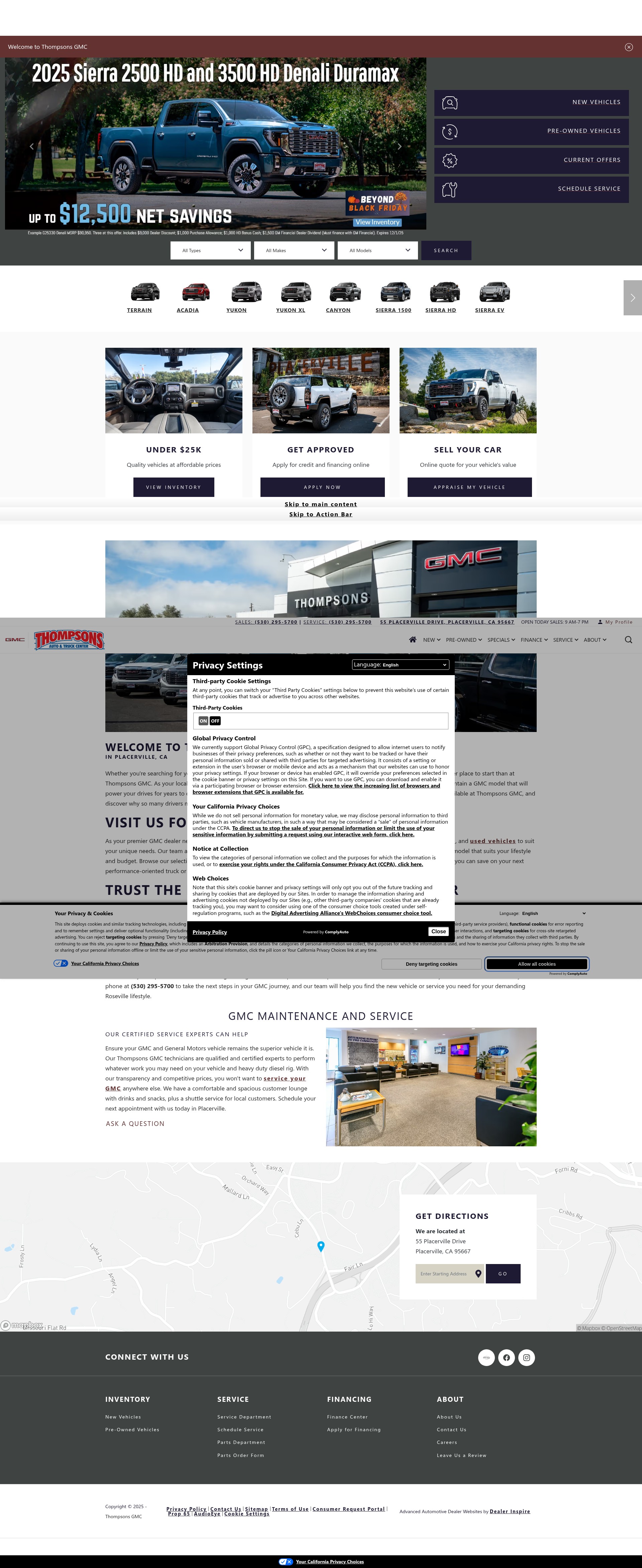 Screenshot of www.thompsonsgmc.com