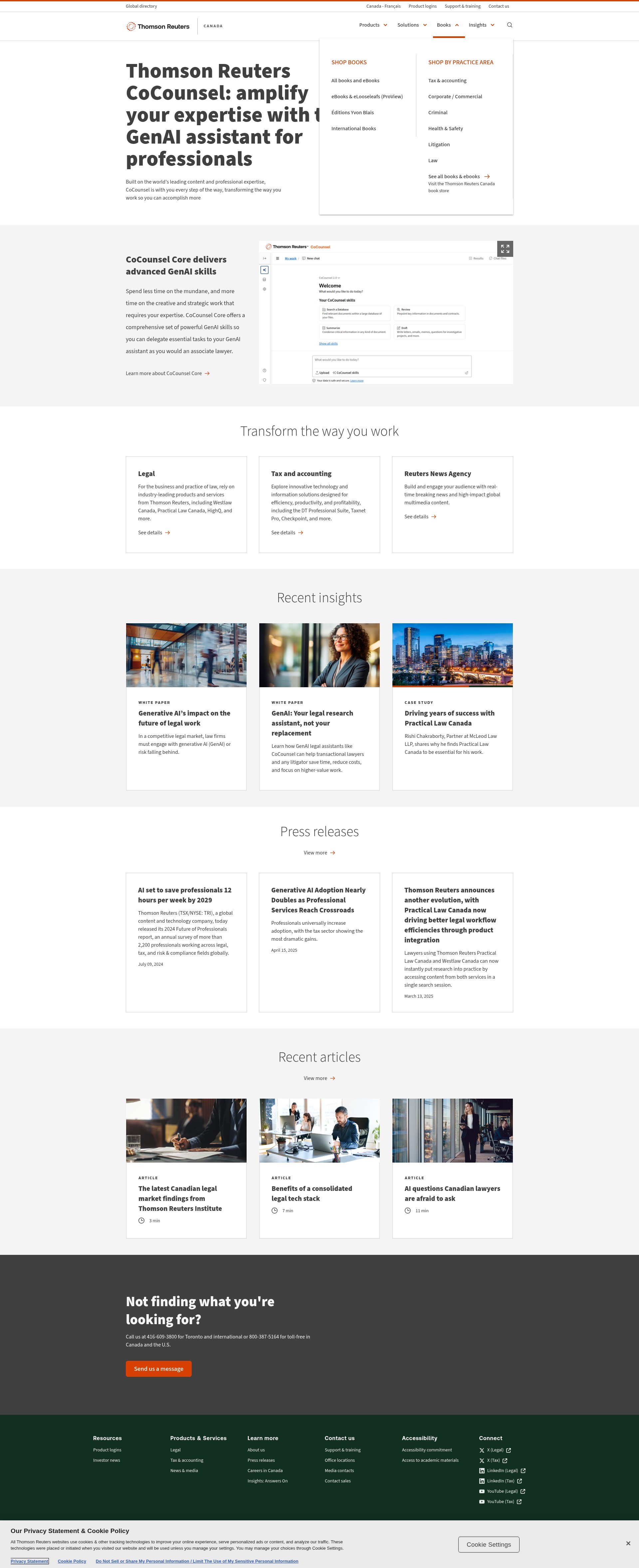 Screenshot of www.thomsonreuters.ca