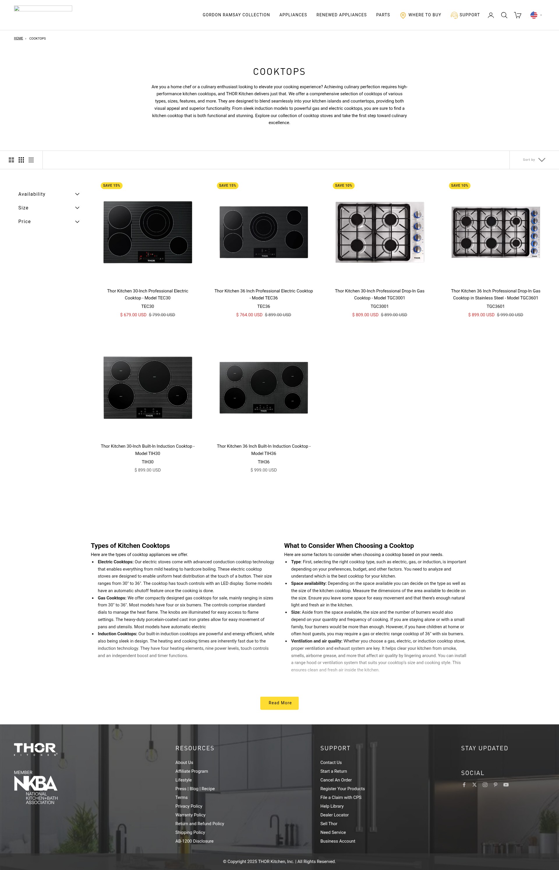 Screenshot of www.thorkitchen.com