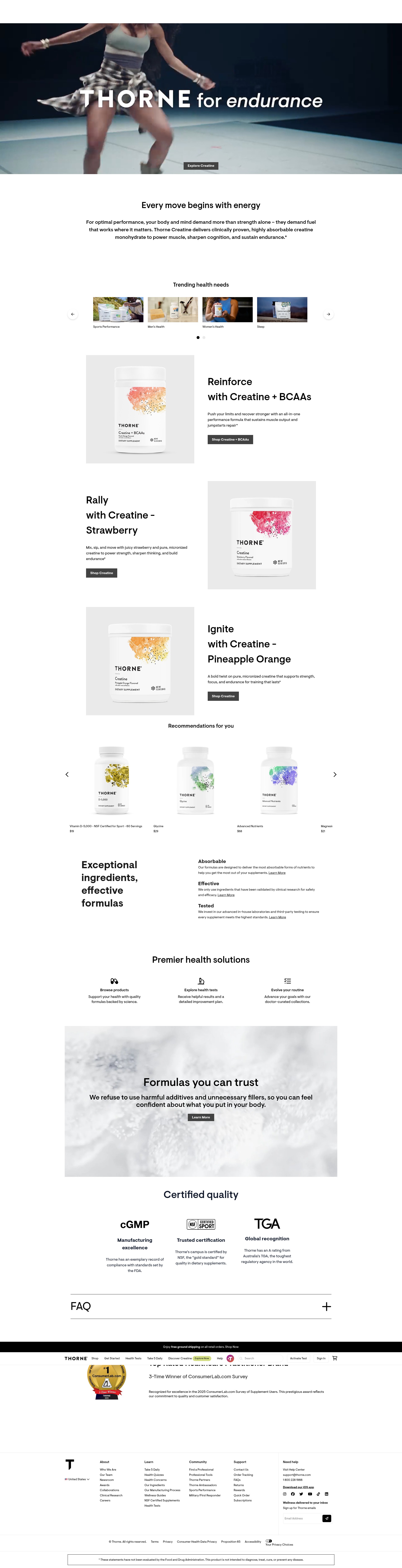 Screenshot of www.thorne.com